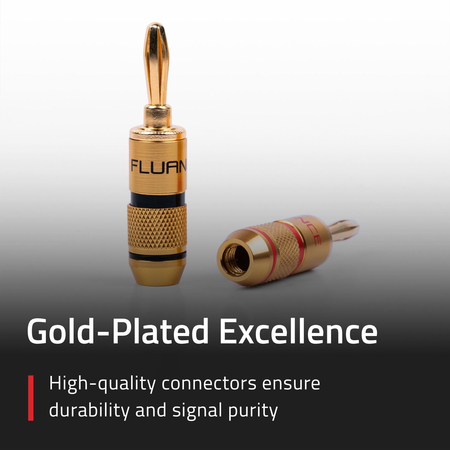 Fluance Banana Plug 24K Gold-plated connectors 16 to 12 AWG speaker wire for Hi-Fi setup Home Theater and Amplifiers