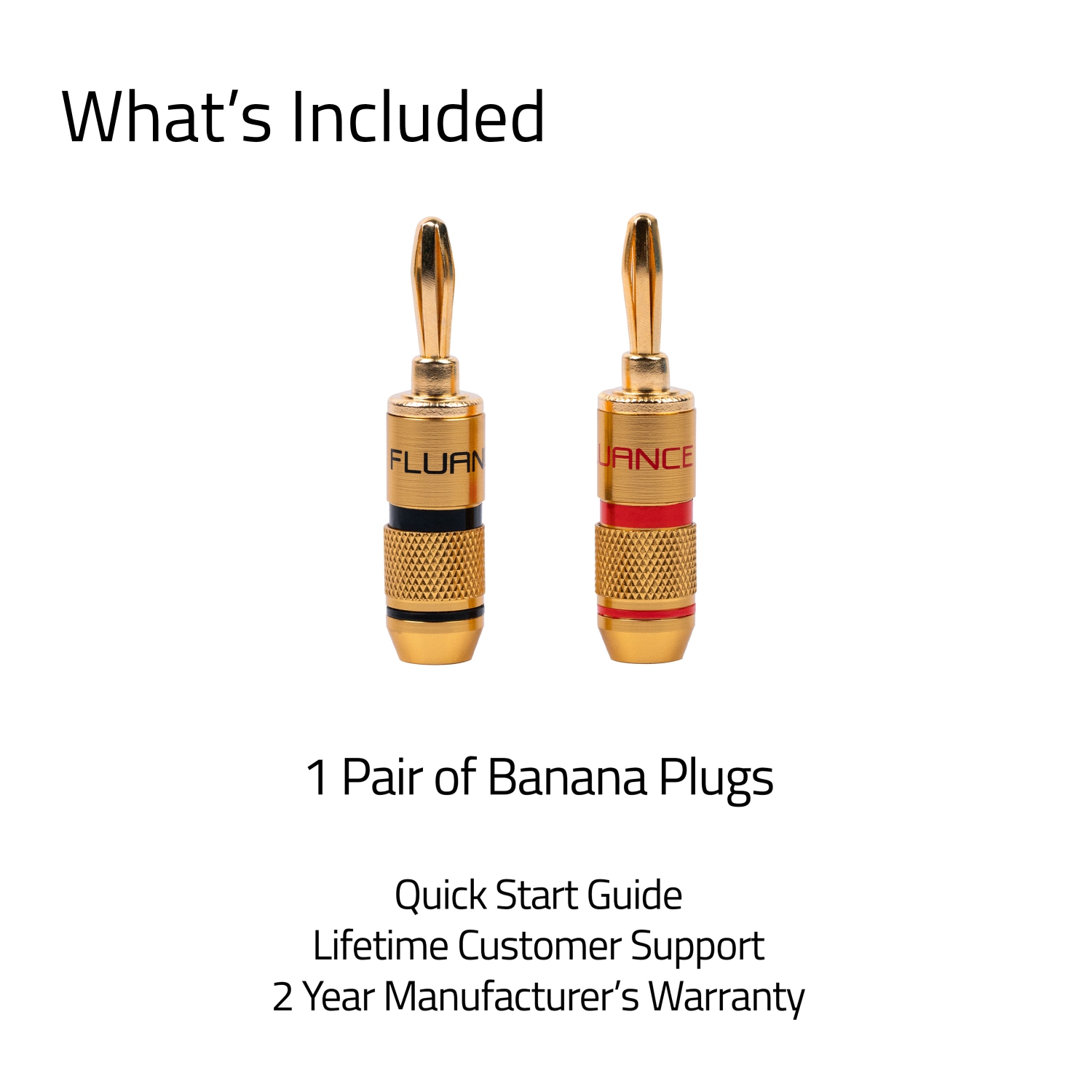 Fluance Banana Plug 24K Gold-plated connectors 16 to 12 AWG speaker wire for Hi-Fi setup Home Theater and Amplifiers