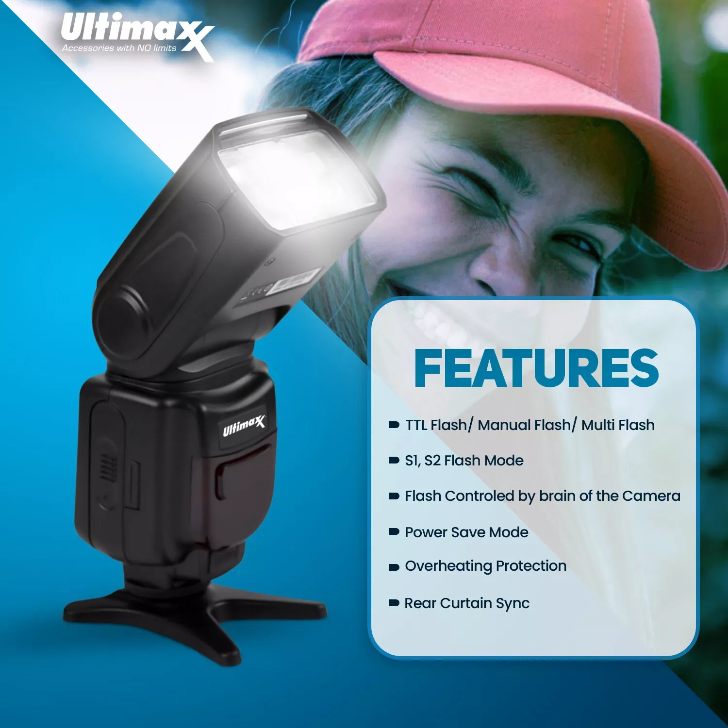 Flash esclave dédié ULTIMAXX TTL avec pivot/rebond ACL et étui pour Canon