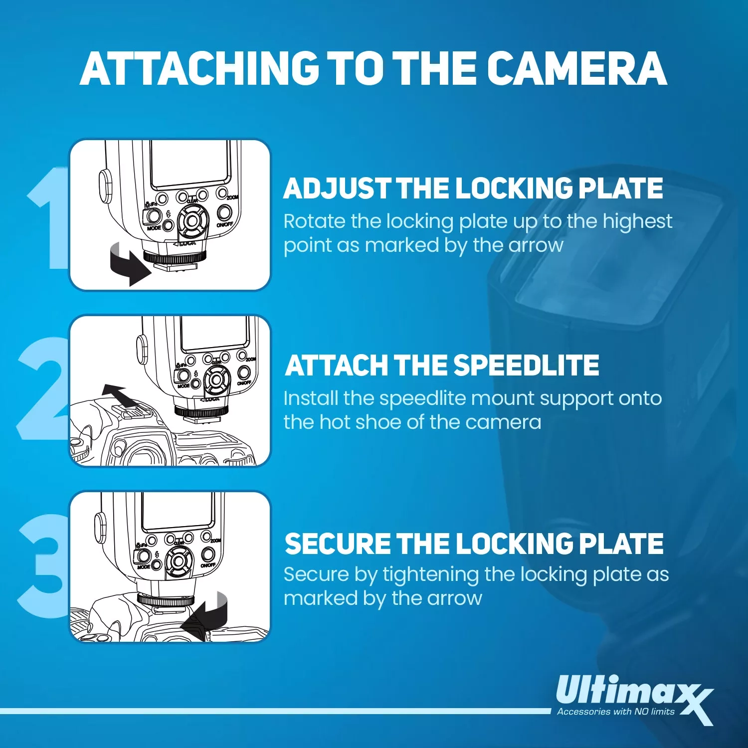 Flash esclave dédié ULTIMAXX TTL avec pivot/rebond ACL et étui pour Canon