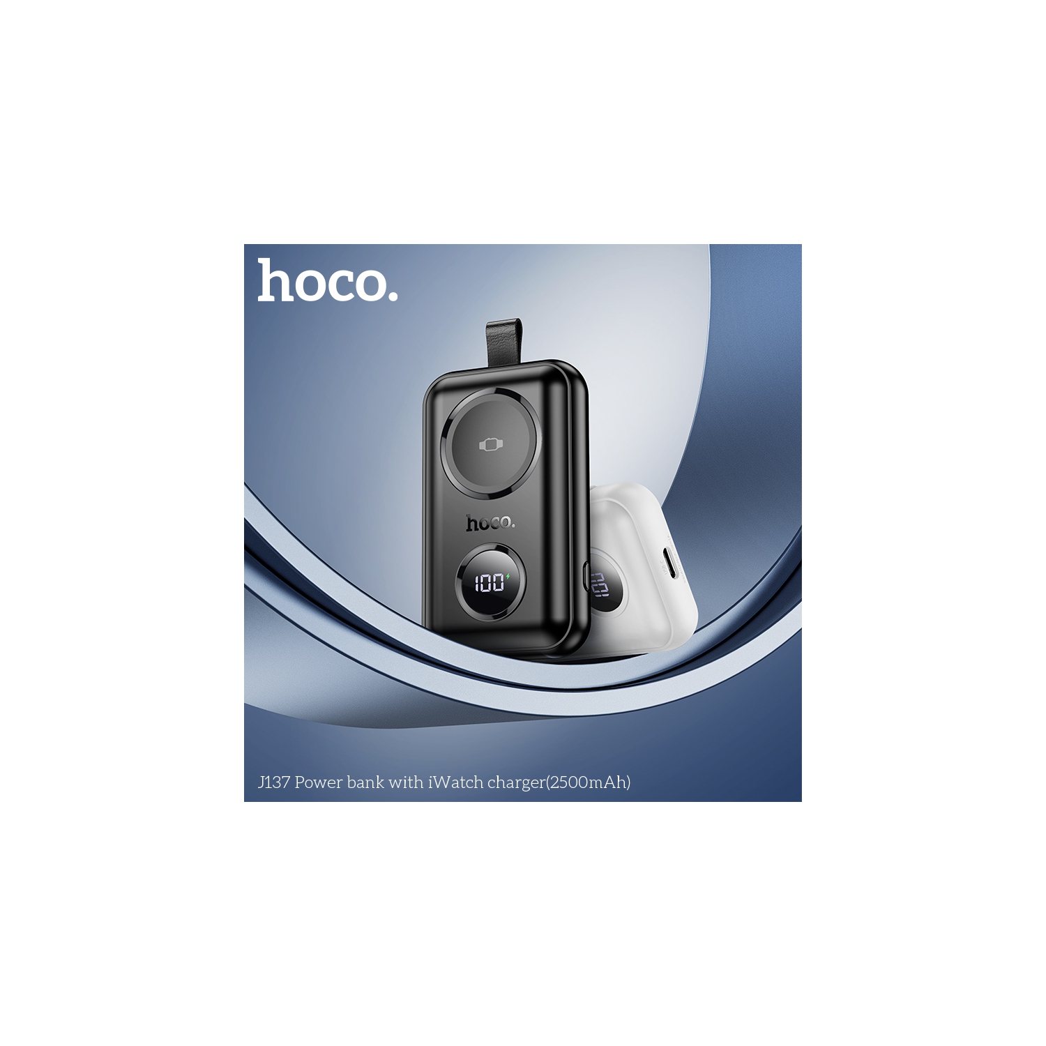 HOCO J137 2500mAh Power bank for Apple Smart Watch Charger mini Pocket Light Power Supply LED digital indicator - Black