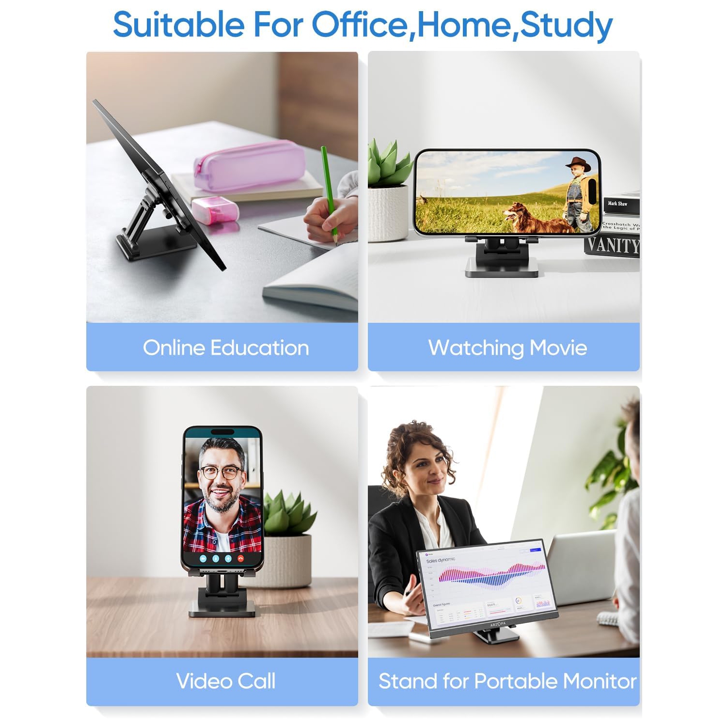 ARZOPA Adjustable Cell Phone/Tablet Stand Black