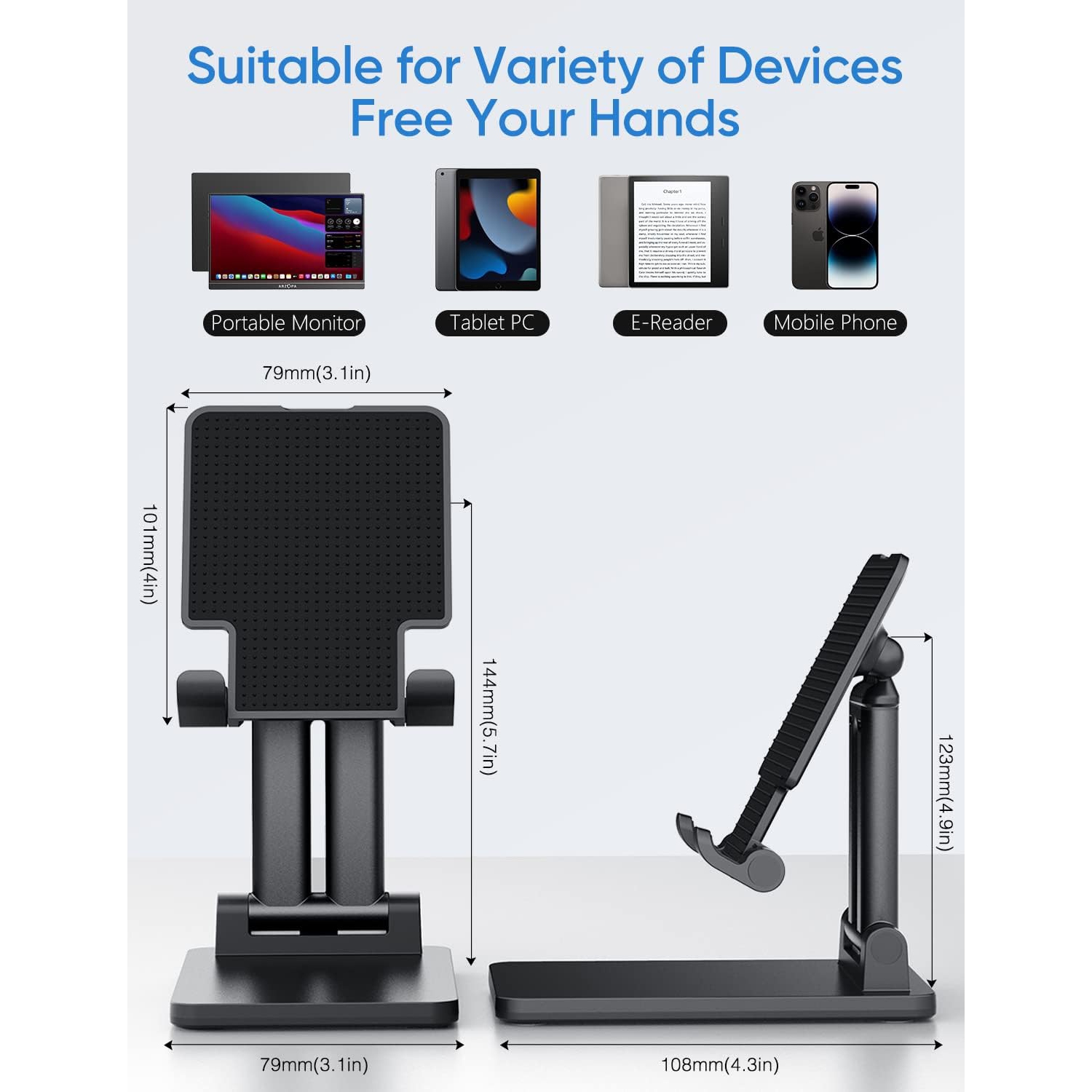 ARZOPA Adjustable Cell Phone/Tablet Stand Black