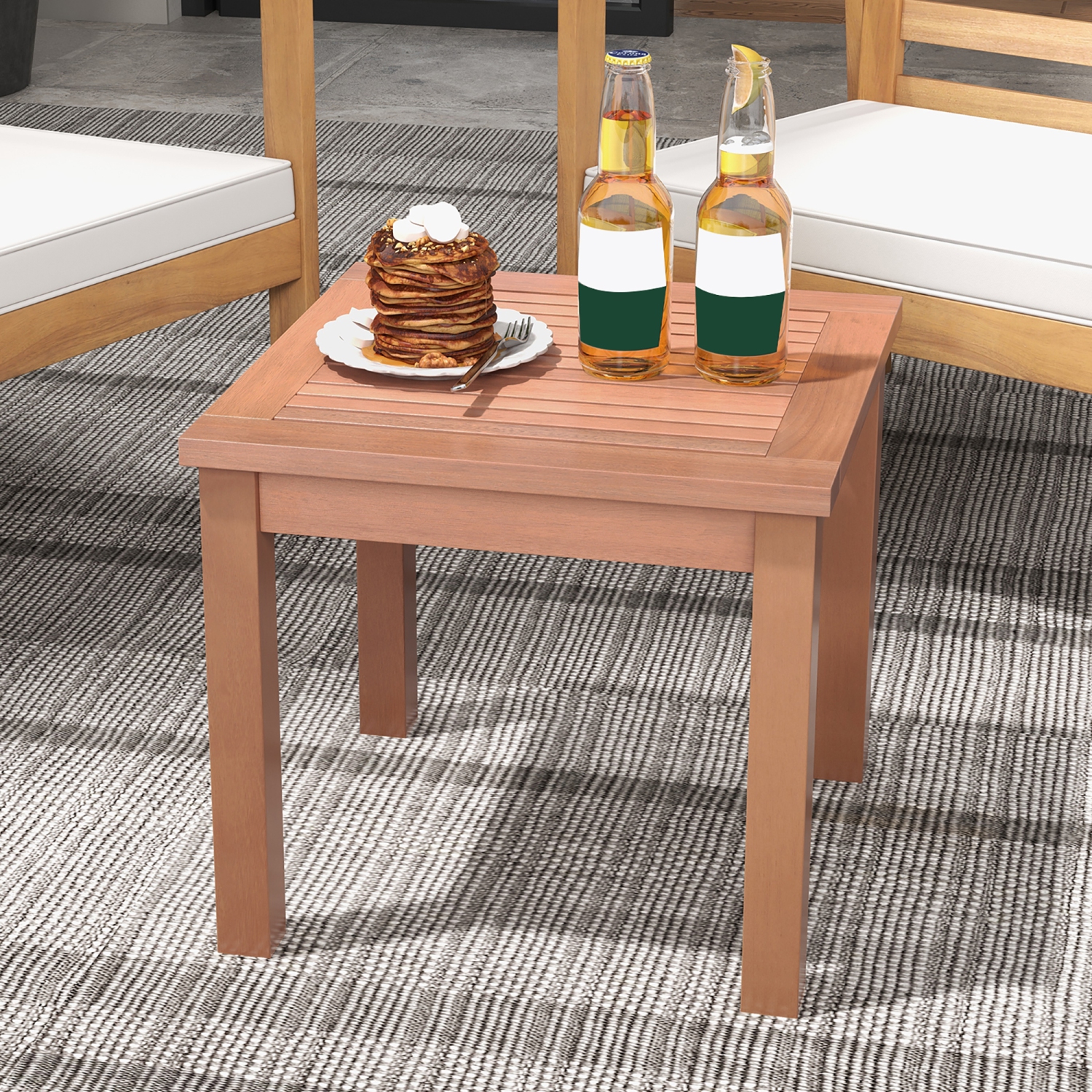 Gymax 2PCS Outdoor Adirondack Side Table 18'' Square End Table w/ Slatted Tabletop