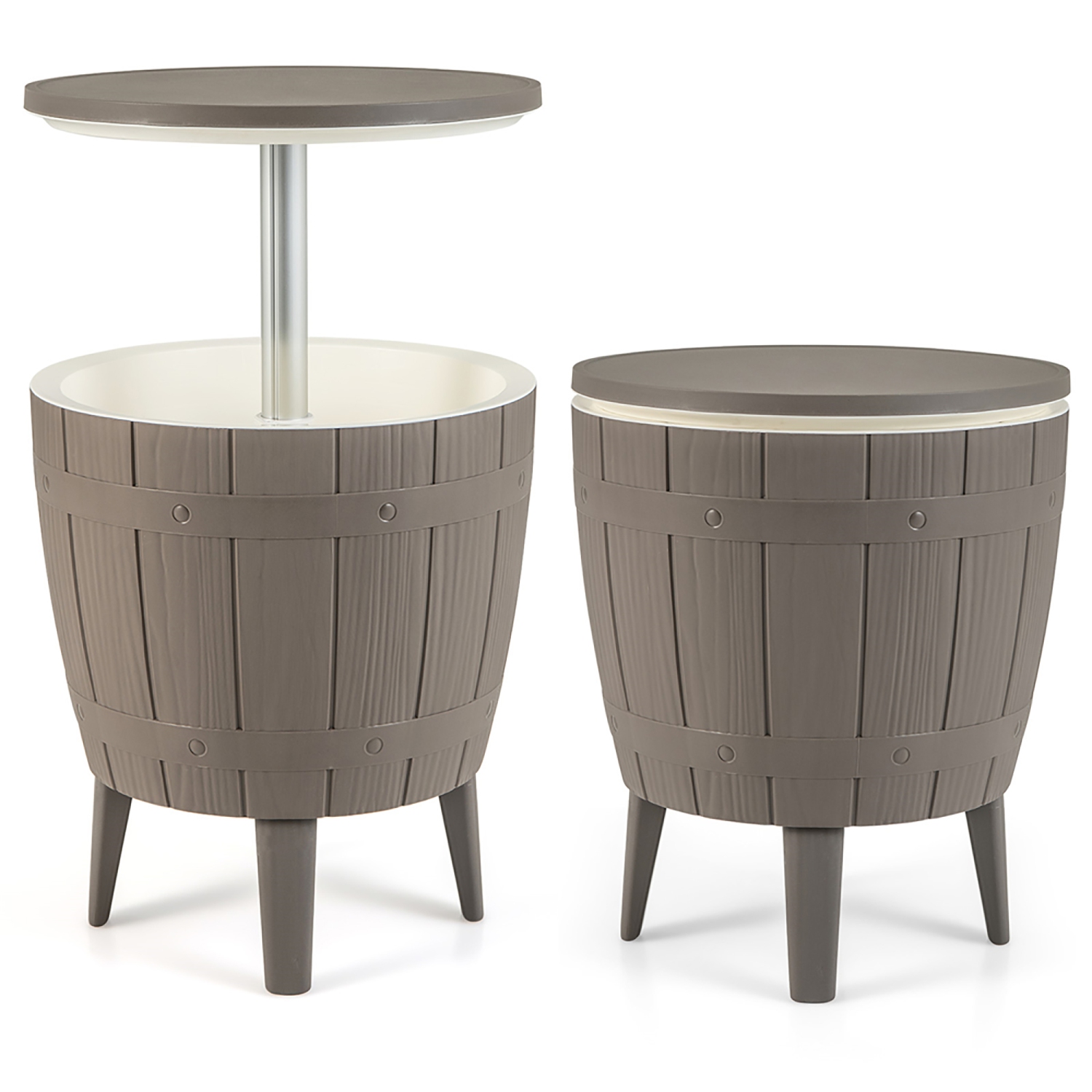 Gymax 10 Gallon Cooler Bar Table w/ Telescopic Tabletop 3-in-1 Coffee Table Ice Bucket