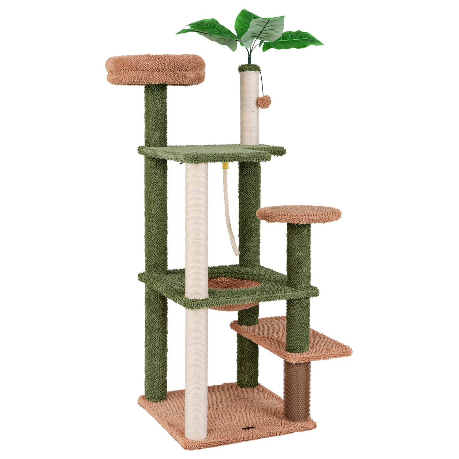 Gymax 60'' Cat Tree for Indoor Cats Cute Cat Tower w/ Sisal Scratching Posts & Rope