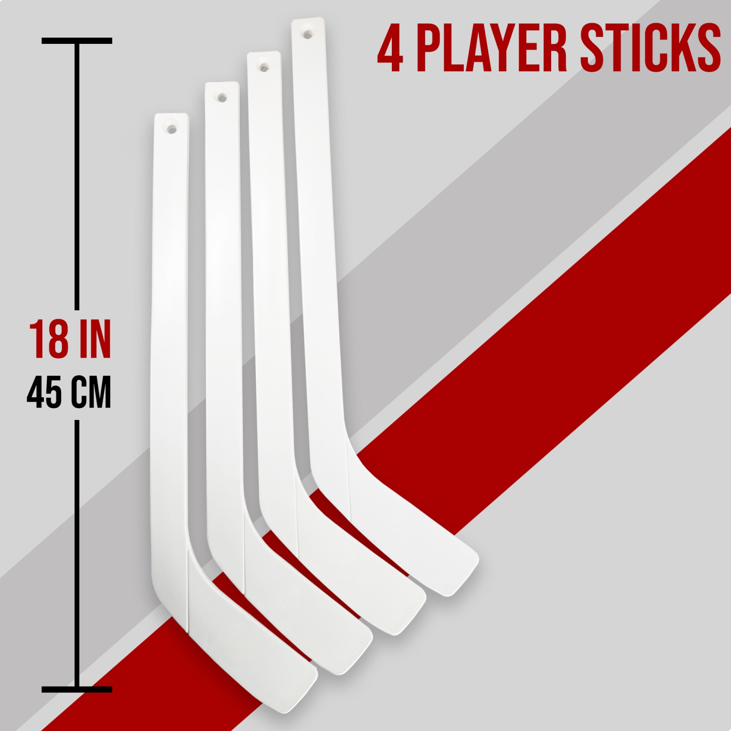 PRISP Plastic Mini Hockey Stick - 18 Inch Knee Hockey Stick; Sports Gift for Indoors, Basement, Garage
