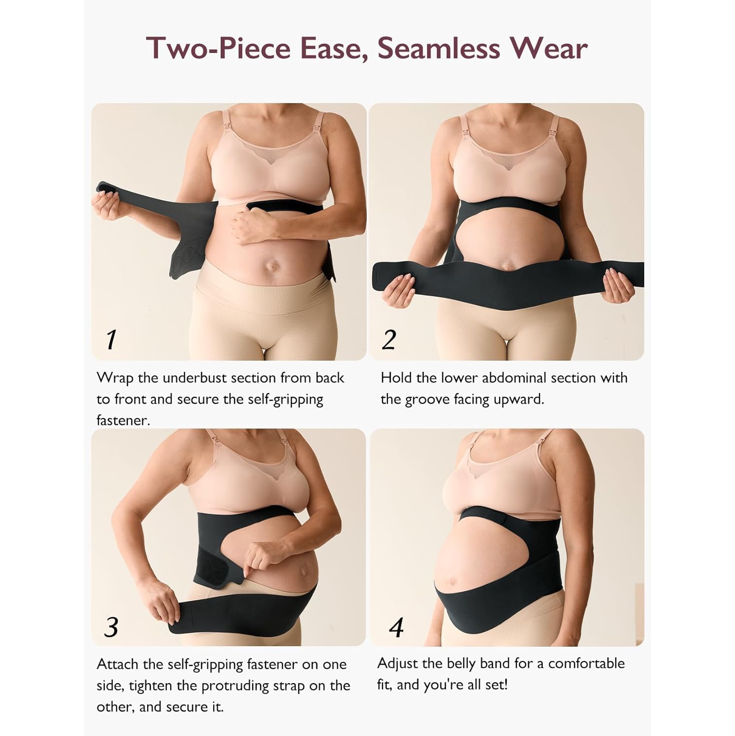 Momcozy Pregnancy Belly Band, CozySupport Ergonest Maternity Belly Band, Invisible Pregnancy Belt for Back, Abdomen, Waist，M Size