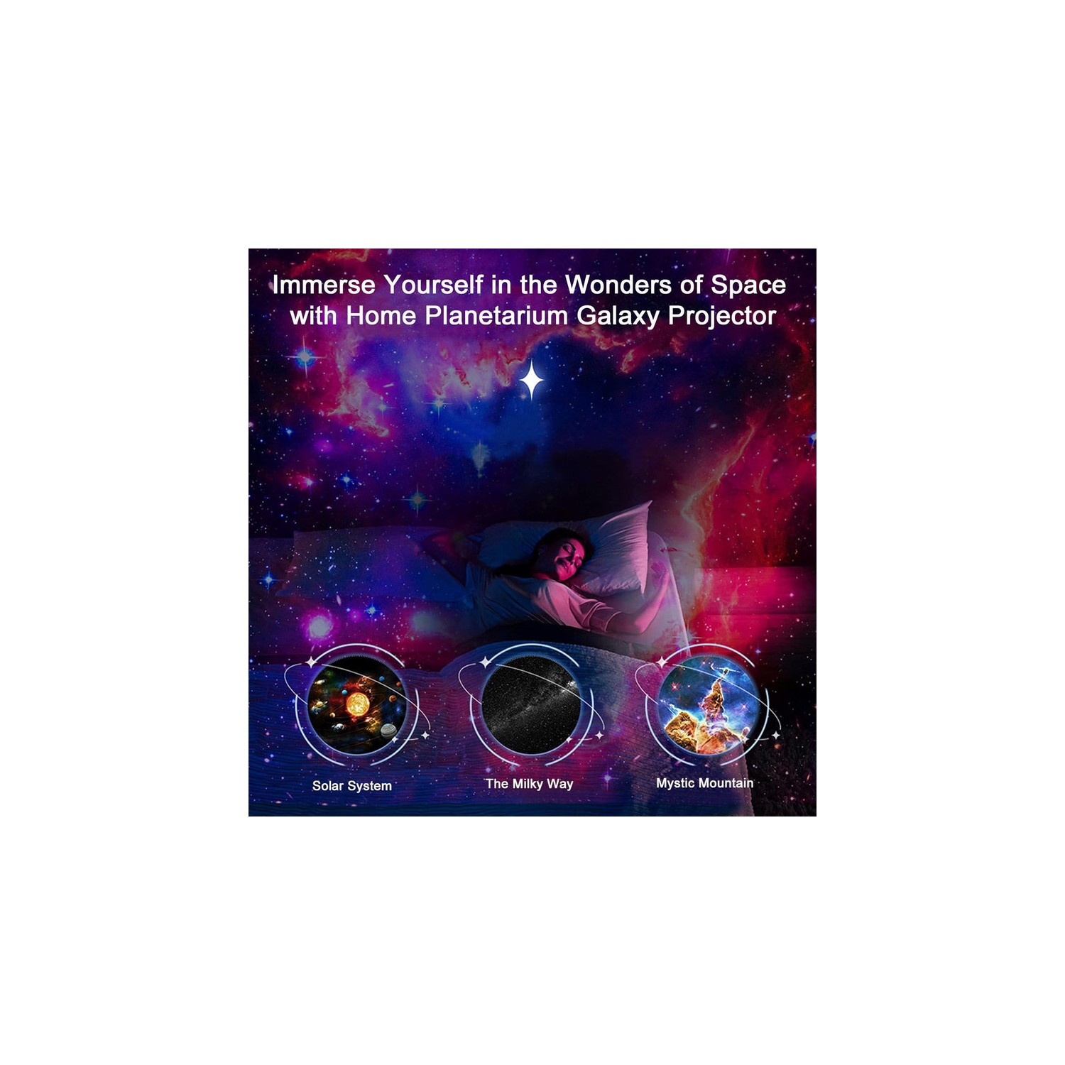 Projecteur de galaxie, Planétarium projecteur d'étoiles 13 en 1 Lumière nocturne réaliste Ciel étoilé avec système solaire Constellation Moon