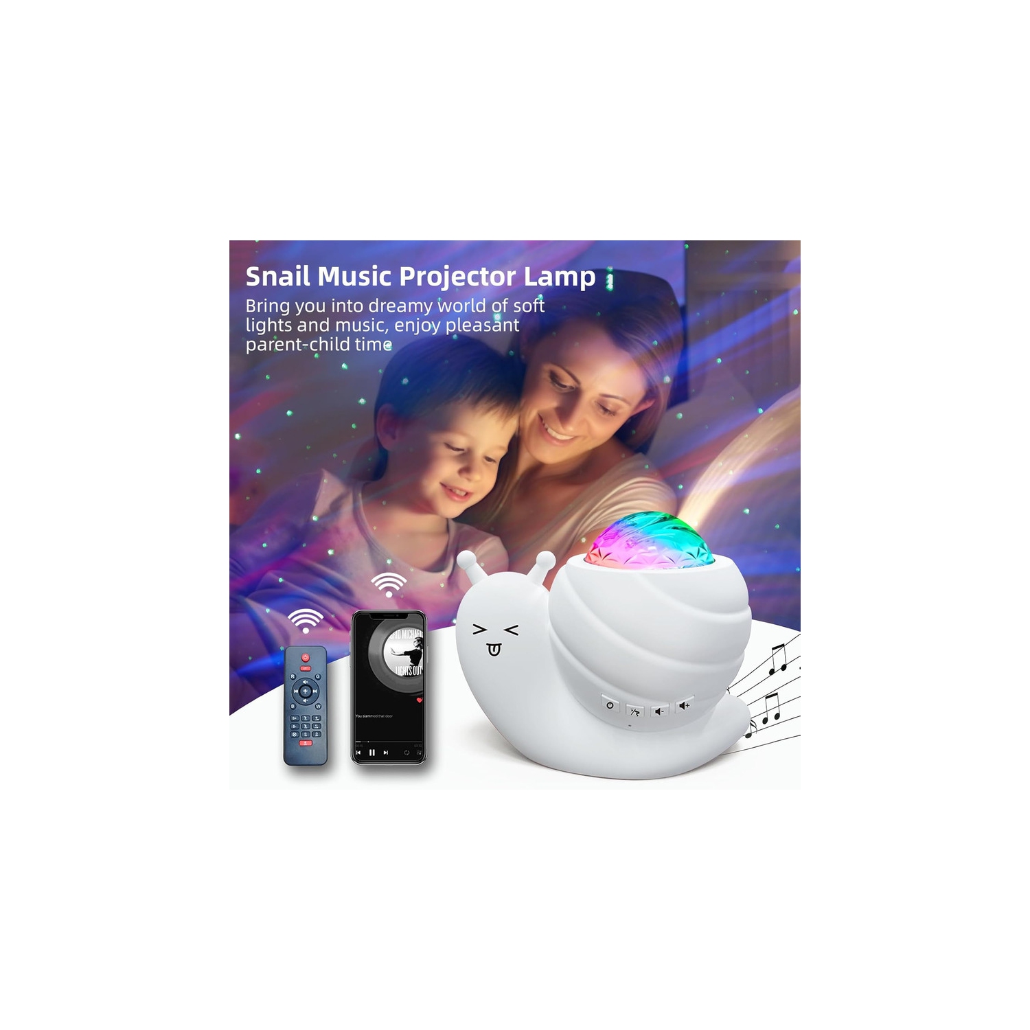 Star Projector Night Light, 4 in 1 Aurora Galaxy Projector Lights, Snail Kid Night Lights