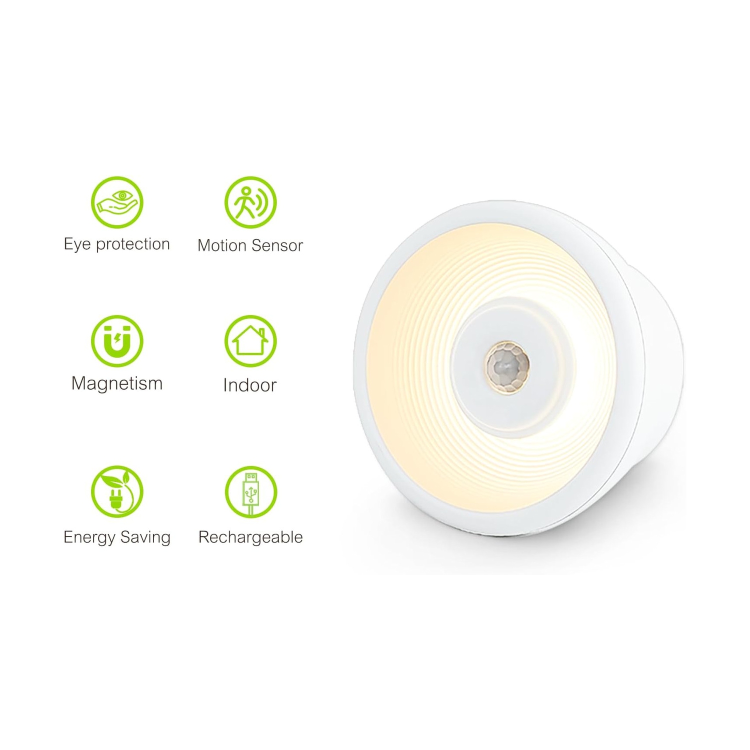 Rechargeable Night Light,Stick on Anywhere Motion Sensor Battery Nightlight Closet Light White 20LM Brightness for Bedroom, Kitchen, Washroom,