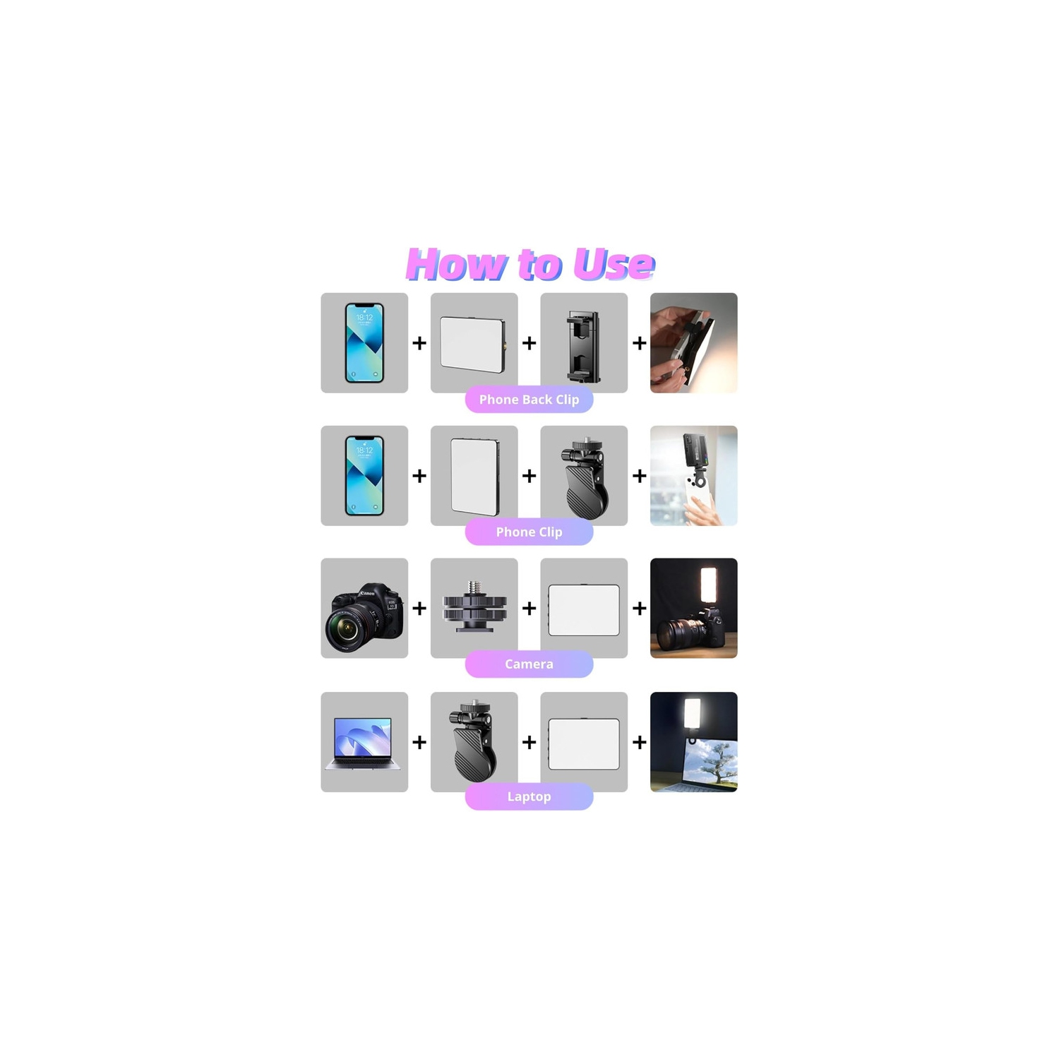 LED Selfie Light for Phone, 1500mAh Rechargeable Selfie Light RGB Full Color Cell Phone Clip on Video Light, Dimming 3000K to 9900K LED Portable