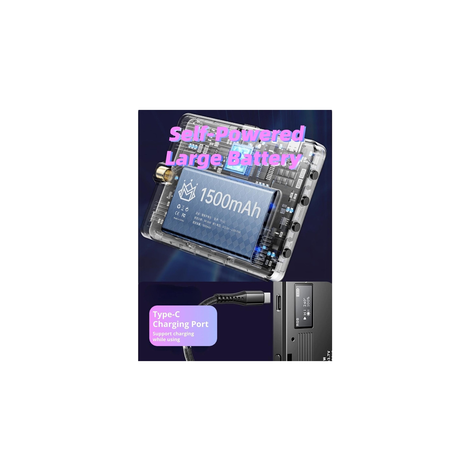 LED Selfie Light for Phone, 1500mAh Rechargeable Selfie Light RGB Full Color Cell Phone Clip on Video Light, Dimming 3000K to 9900K LED Portable