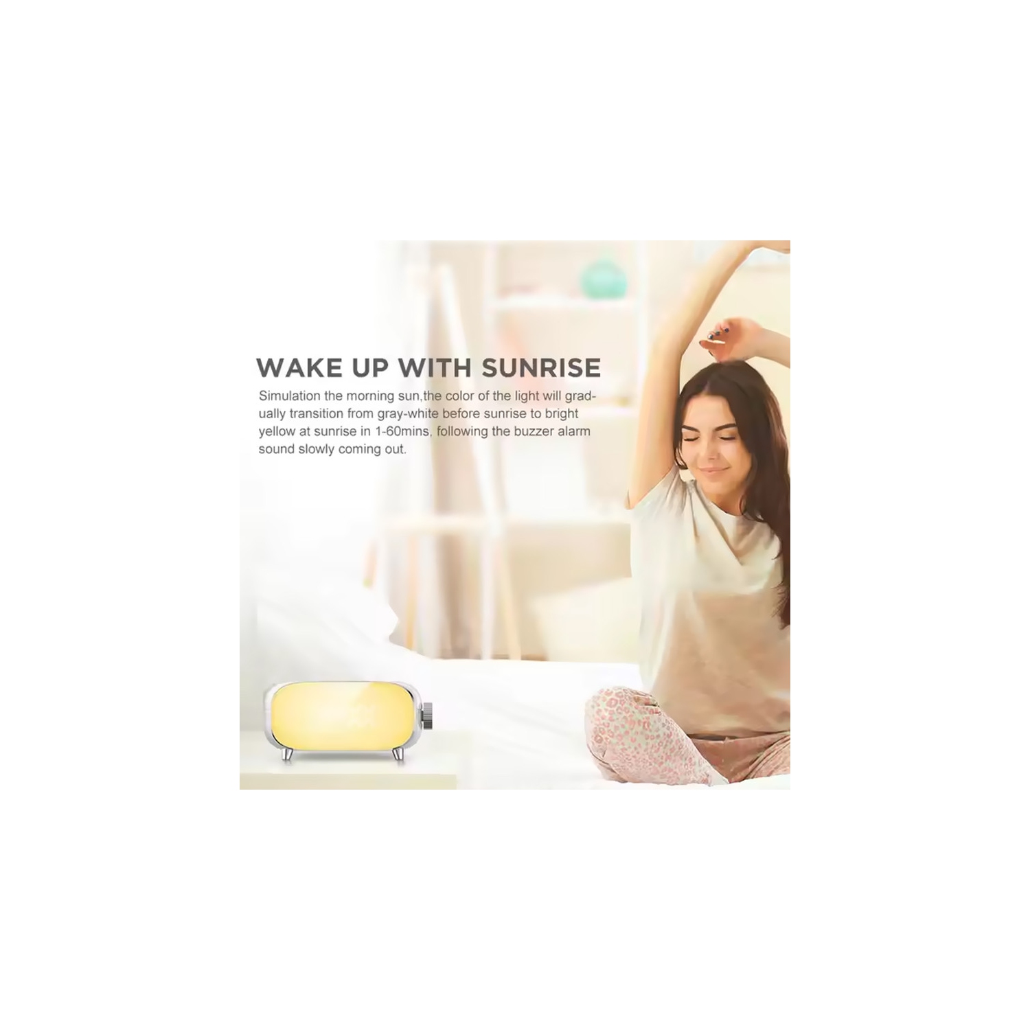 Sunrise Sunset Alarm Clock Light 15w Wireless Charger Night Light Watch Wake-up Light