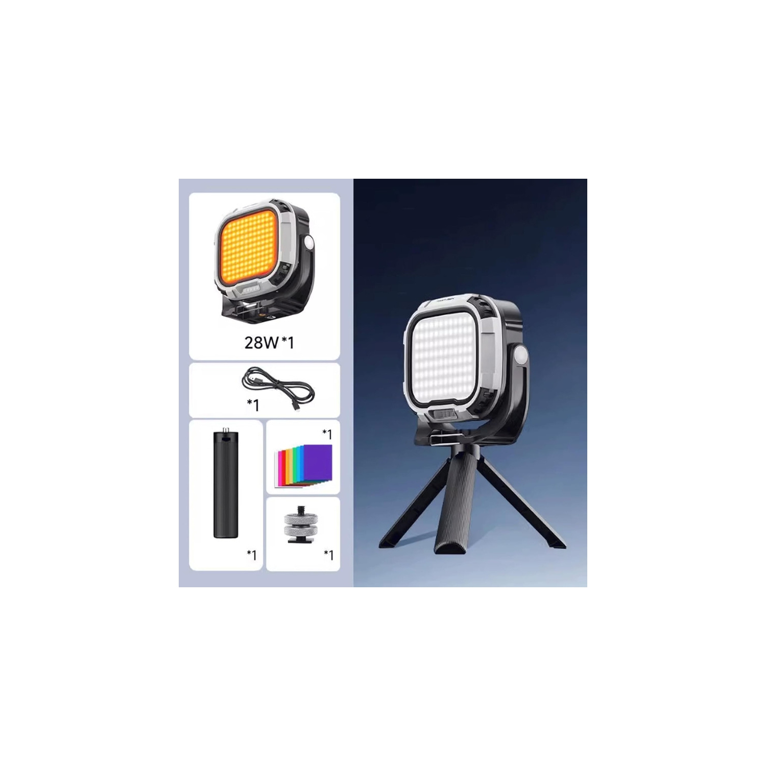 Lampe d'appoint DEL 28&nbsp;W de Fill Light Éclairage ultrabrillant pour photos et vidéos Lampe d'appoint rechargeable avec griffe porte-accessoires