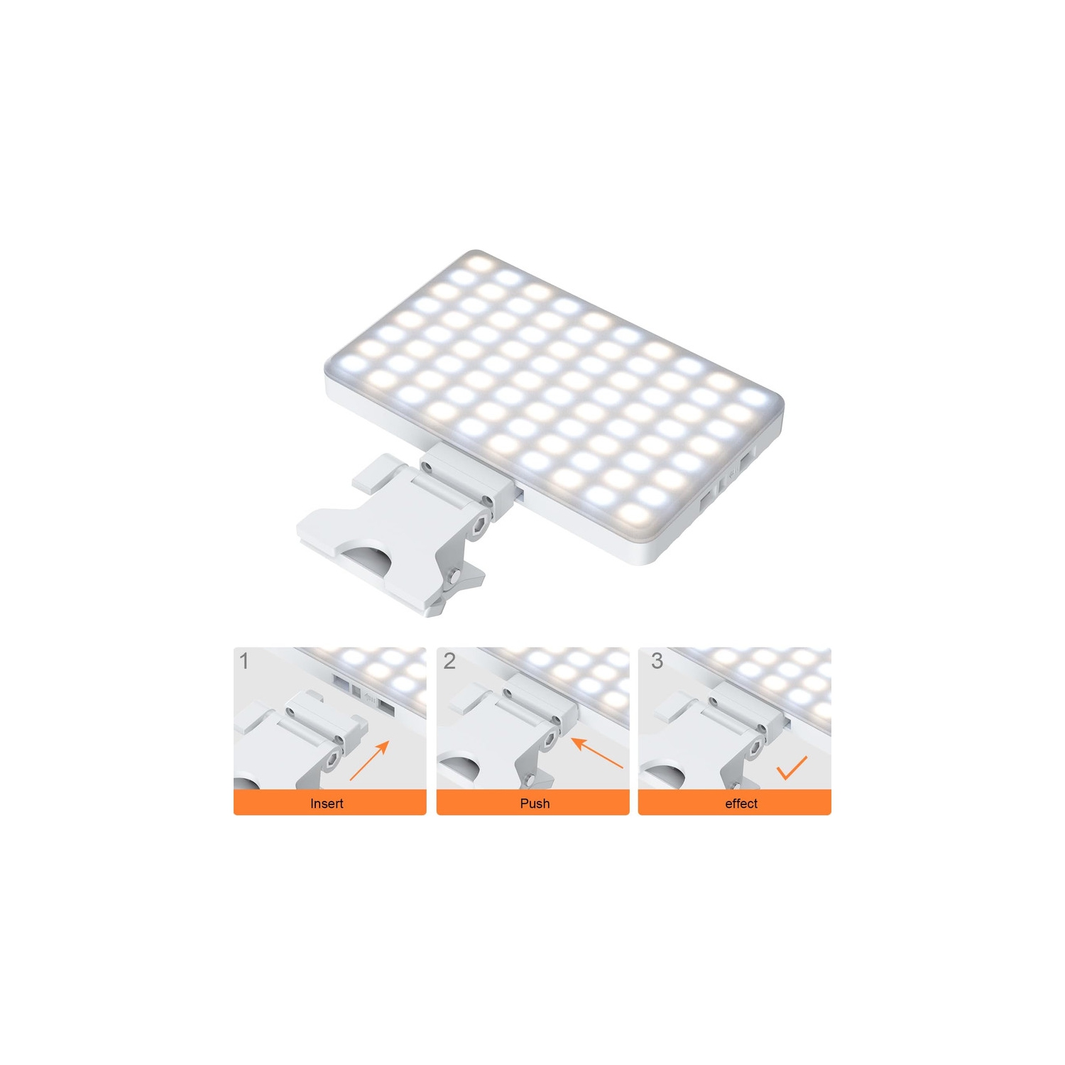 Phone Light with Cell Phone Clip, 80 LED Selfie Light for iPhone with 3 Lights and Infinite Adjustment Modes, 5000mAh Phone Light Clip