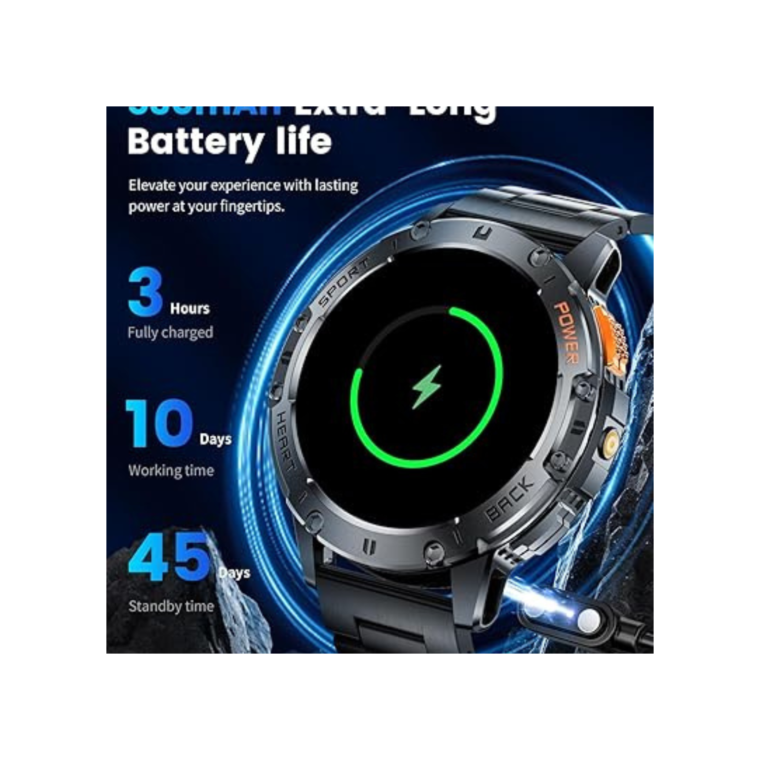 LIGE Military Smart Watch with Bluetooth Call,1.43" HD AMOLED Fitness Tracker with IP68 Waterproof 100+Sports Modes for Android iOS, 530mAh