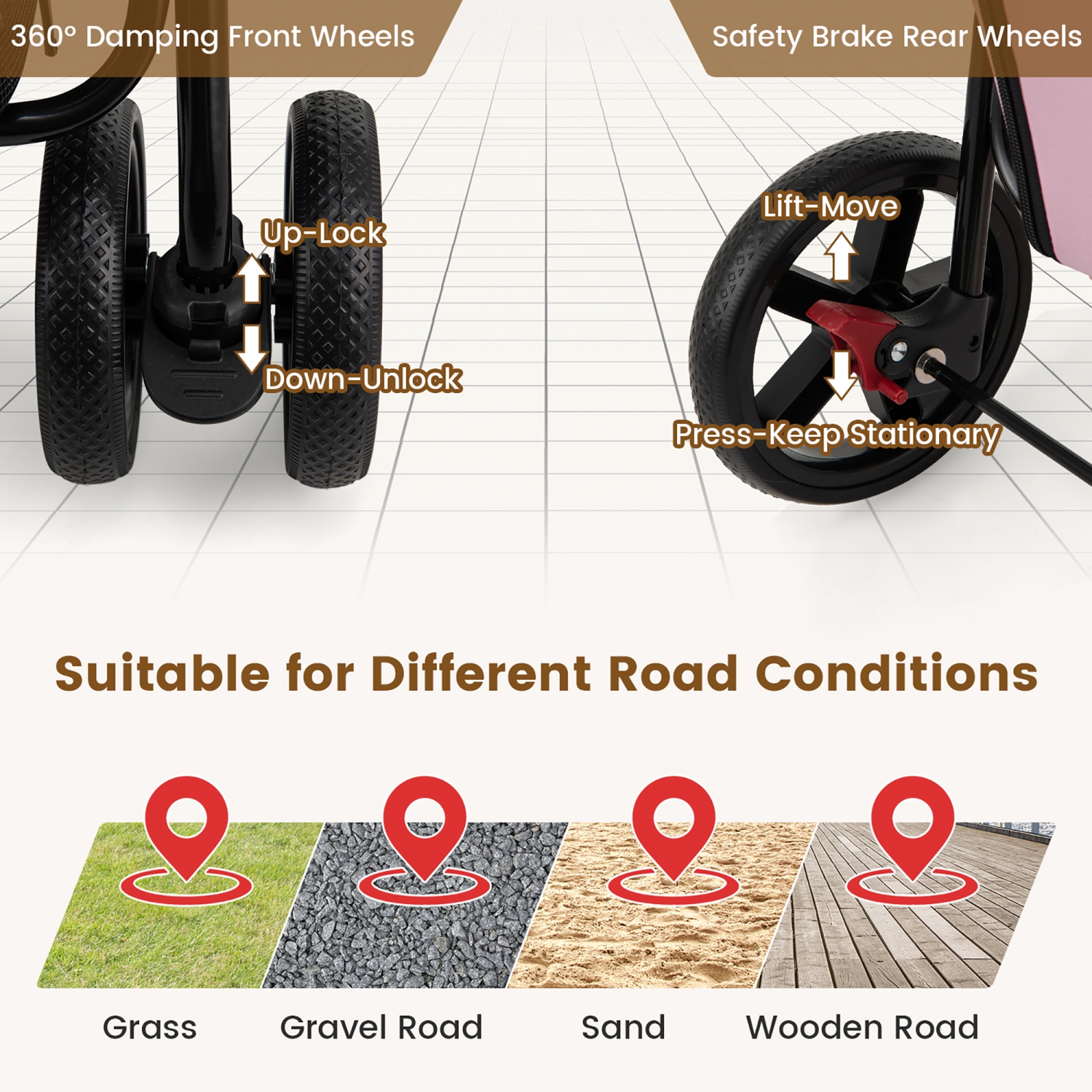 Gymax 4-in-1 Double Pet Stroller w/ Detachable Carrier Travel Carriage for Cats