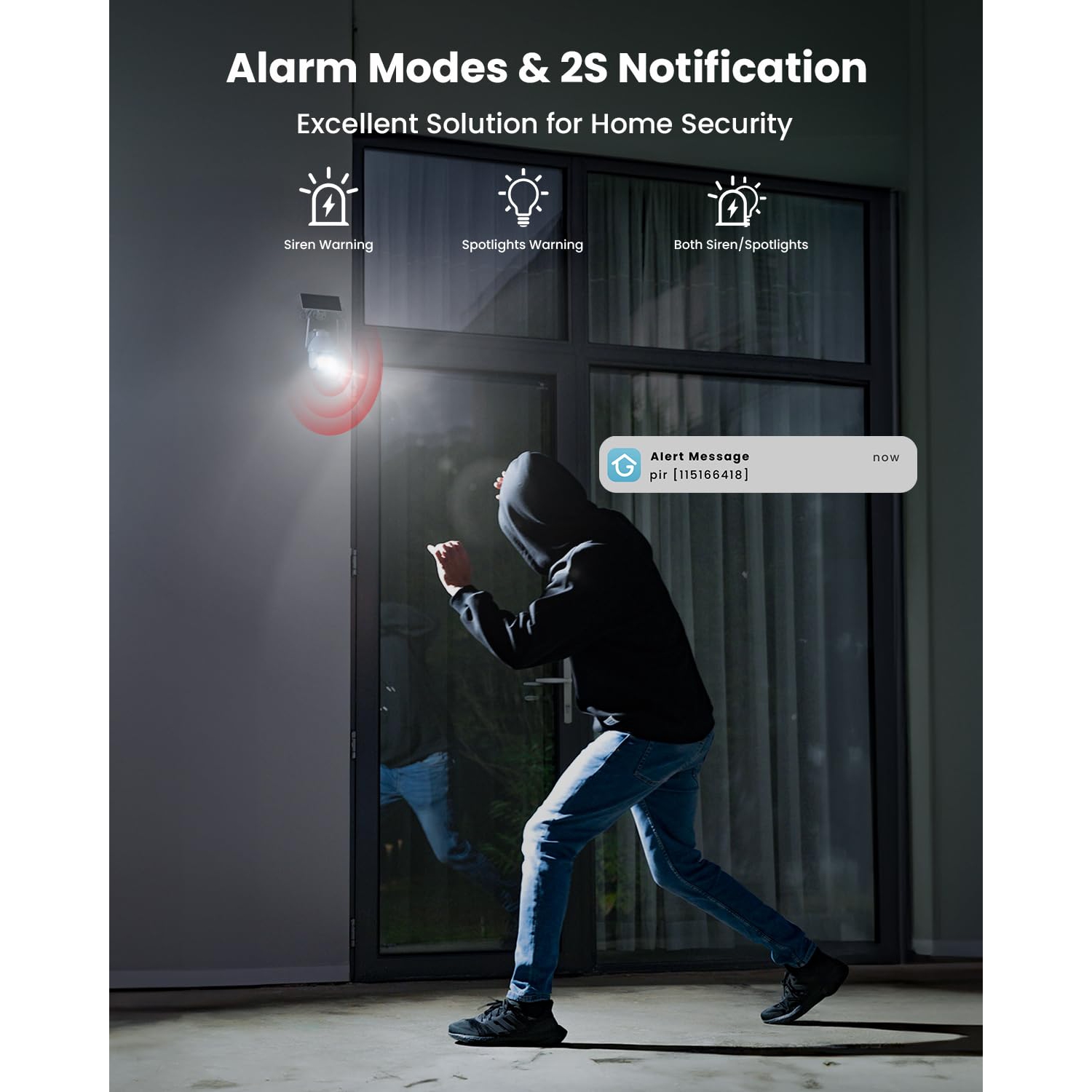 ieGeek 2K Solar Security Cameras Wireless Outdoor, WiFi , 360°PTZ Cam with 3MP Color Night Vision, PIR Motion Detection, 2-Way Audio, Alarm