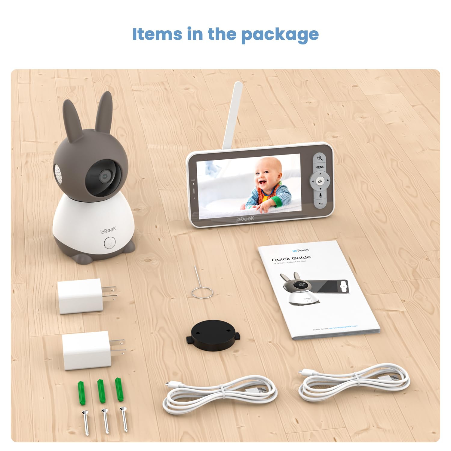 ieGeek 2K Video Baby Monitor with 2 Cameras and 5" LCD Monitor,360 degree, View Split Screen, WiFi, Motion & Cry Detection, 2-Way Audio, 1000ft