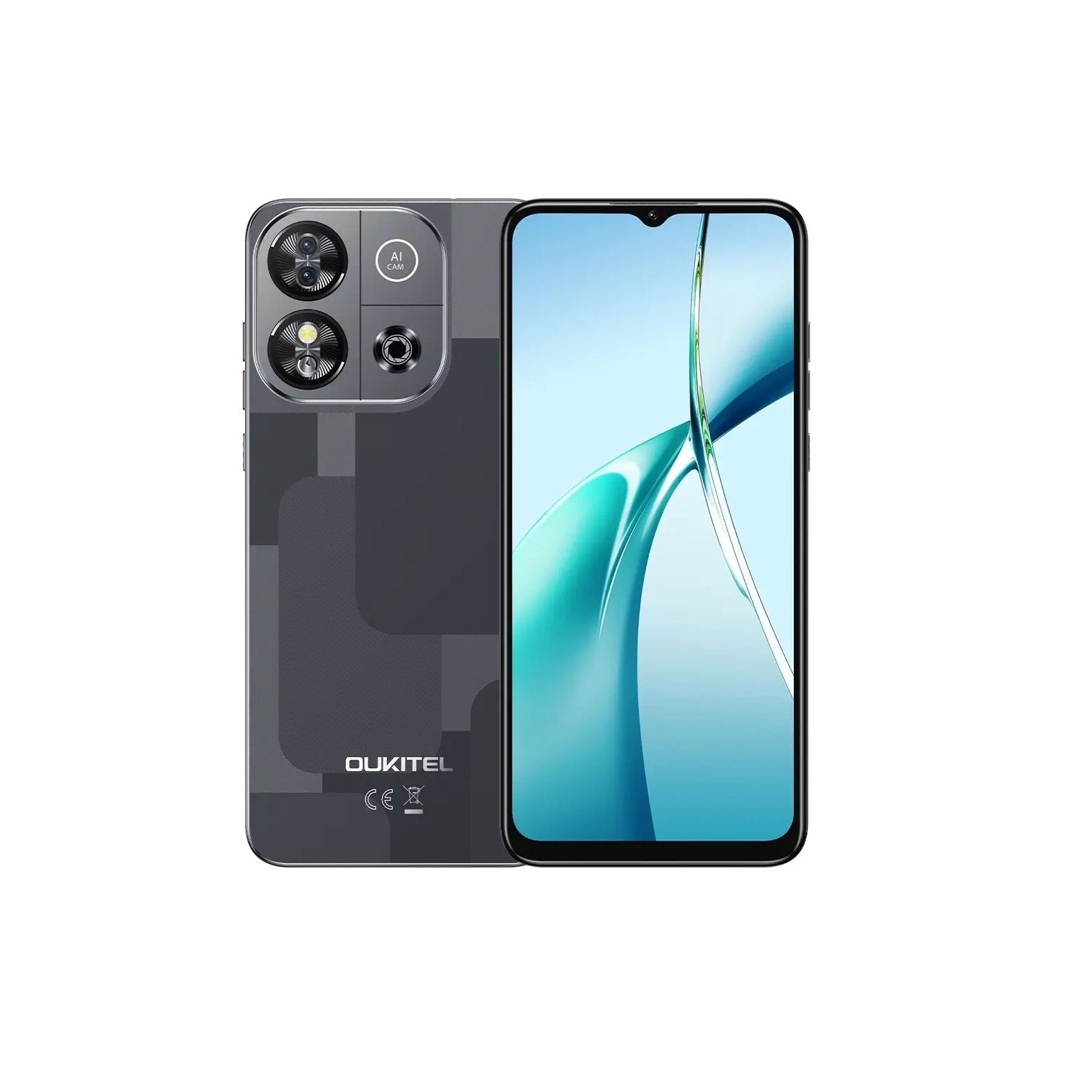 Téléphone intelligent Oukitel C57s, batterie 4000&nbsp;mAh, écran HD+ de 6,6&nbsp;po, 64G noir-déverrouillé