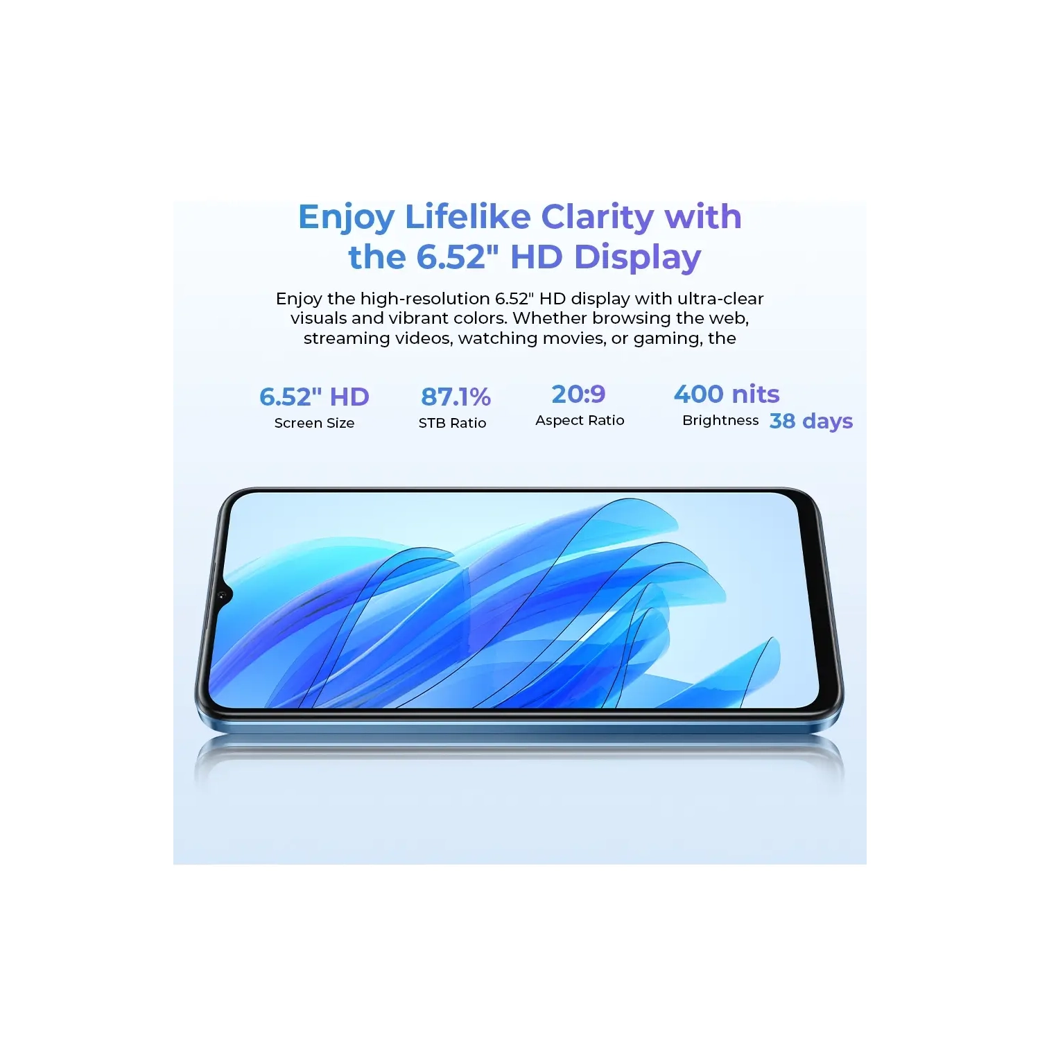 Téléphone intelligent Oukitel C57s, batterie 4000&nbsp;mAh, écran HD+ de 6,6&nbsp;po, 64G noir-déverrouillé