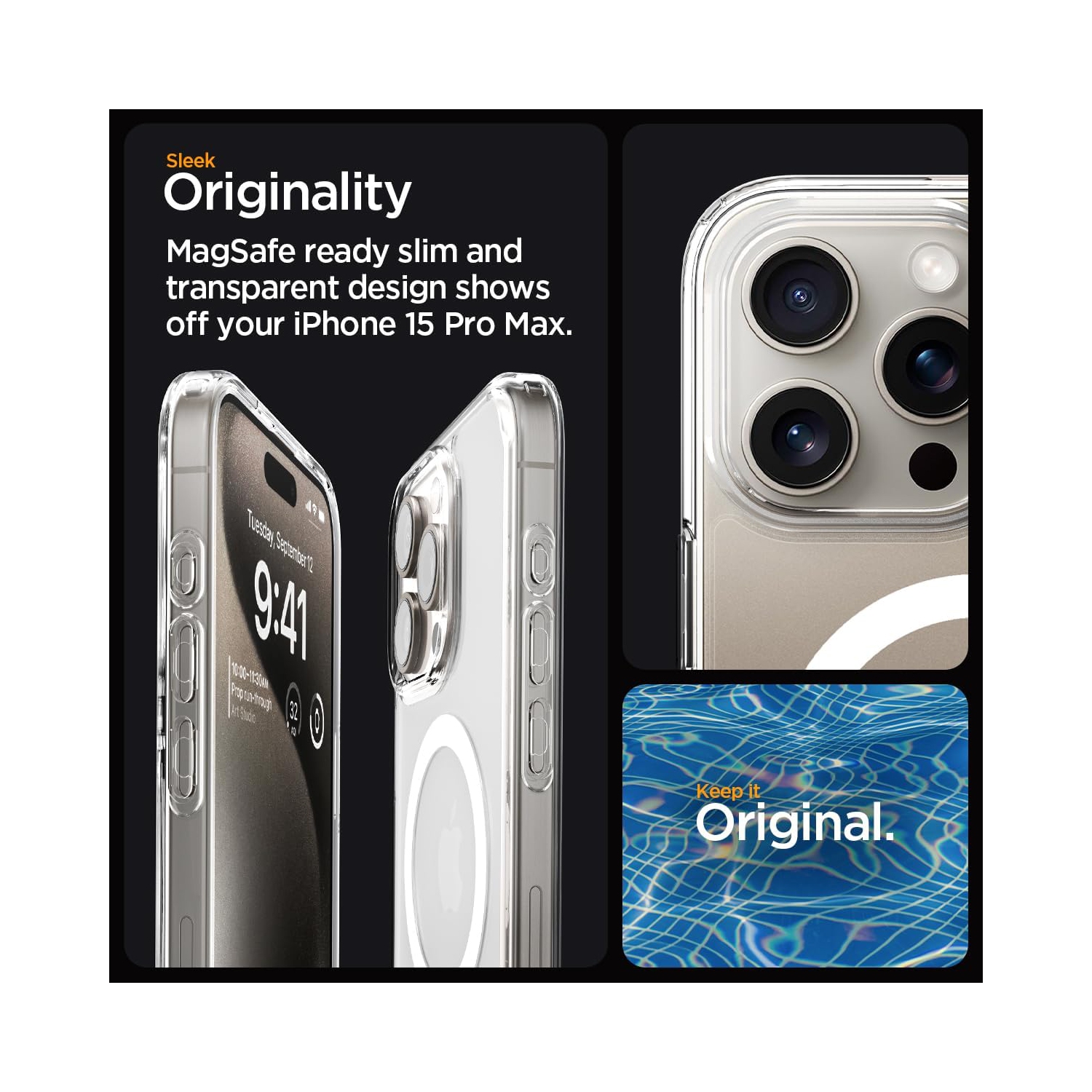 Étui pour iPhone 15 Pro Max Compatible avec MagSafe, étui de téléphone transparent Strong Magnetic antirayure antichoc