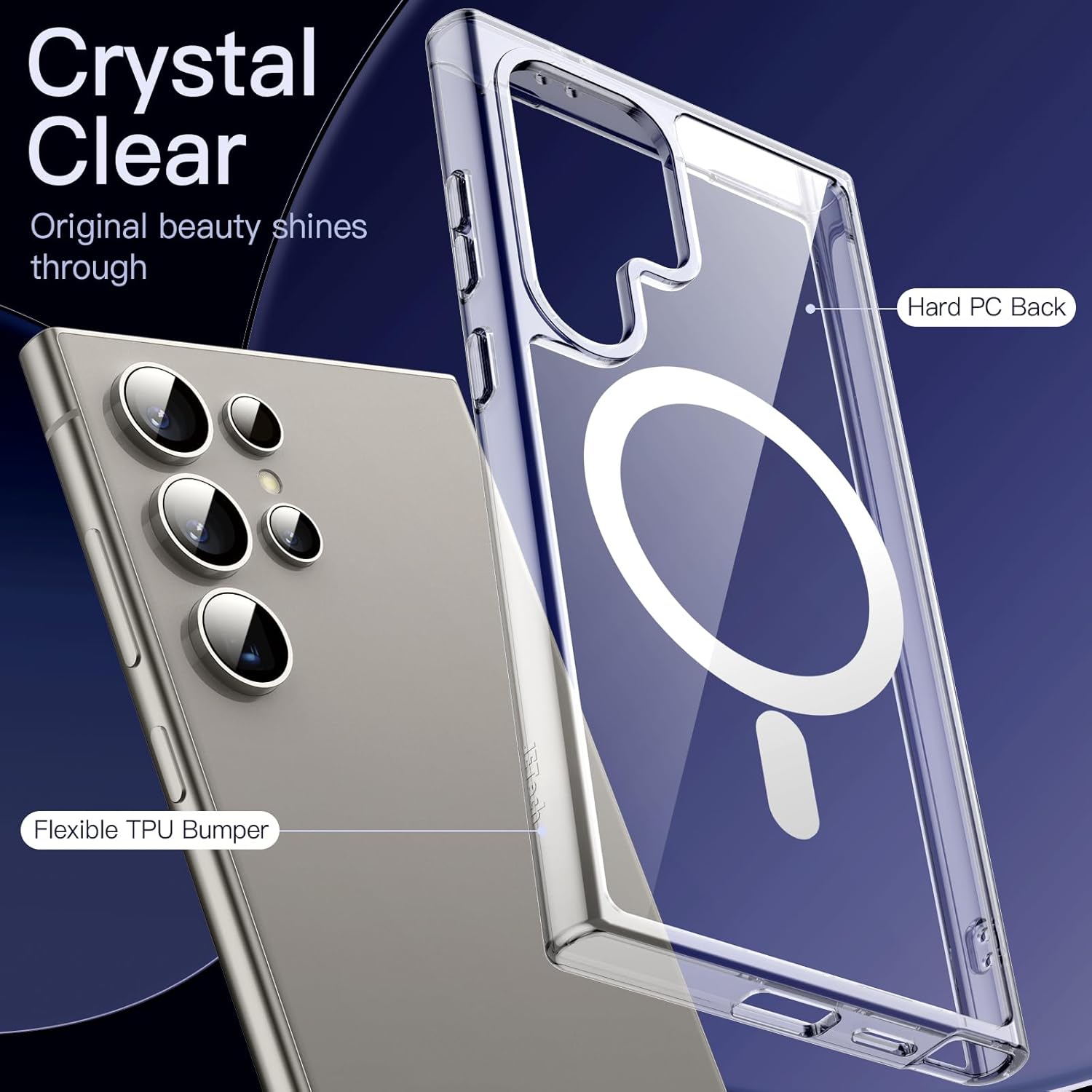 Samsung S24 Ultra Case Compatible with MagSafe, Clear Strong Magnetic Anti-Scratch Shockproof Phone Cover