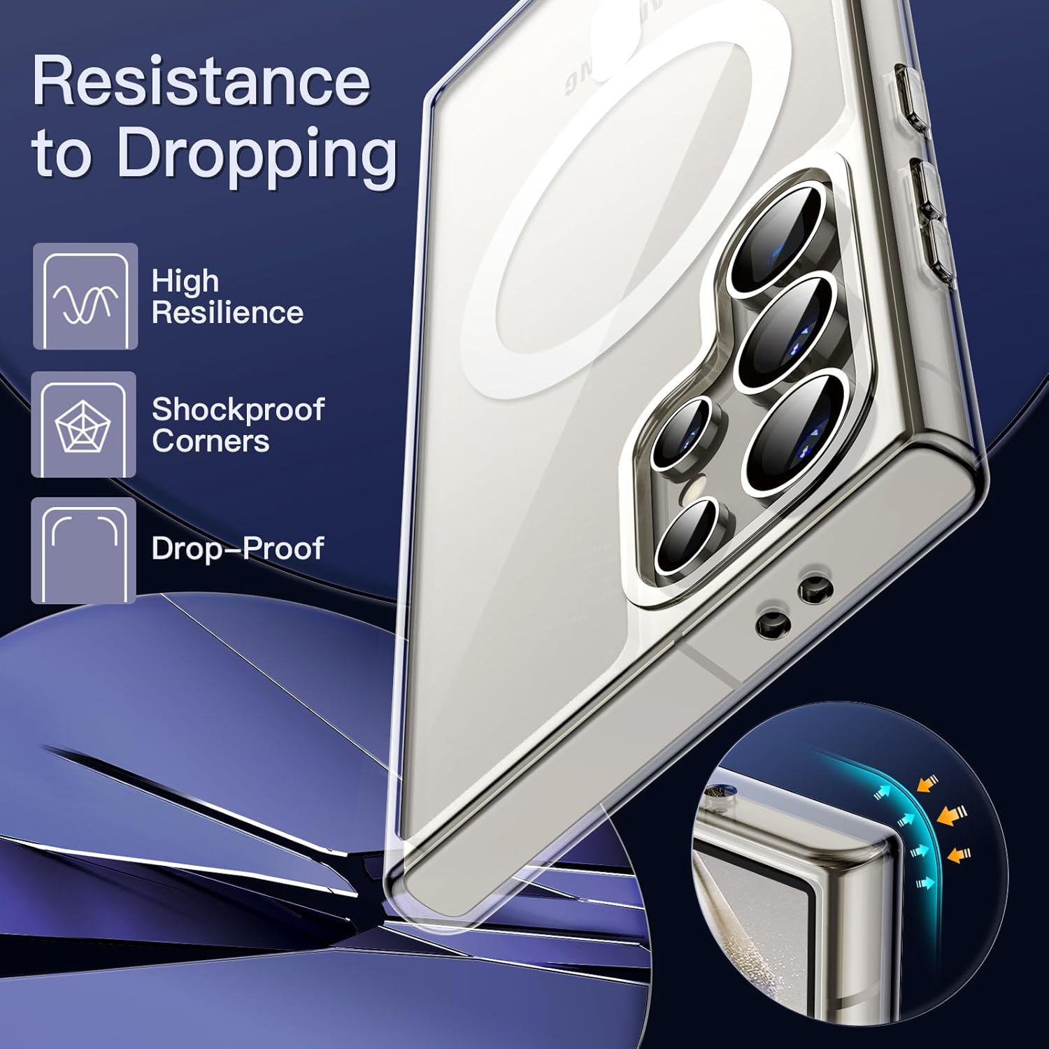 Samsung S24 Ultra Case Compatible with MagSafe, Clear Strong Magnetic Anti-Scratch Shockproof Phone Cover