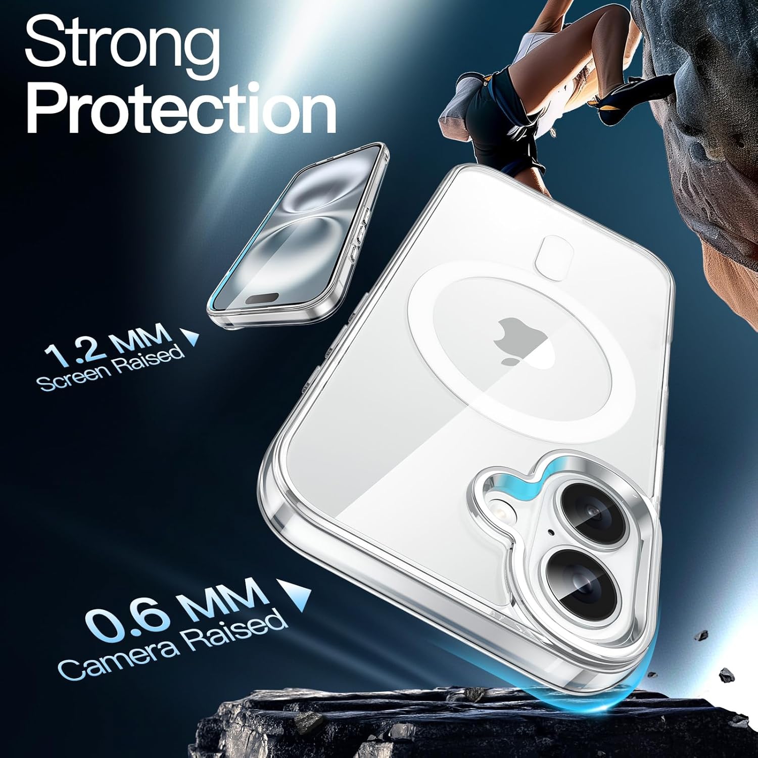 Étui pour iPhone 16 Plus compatible avec MagSafe, étui de téléphone transparent Strong Magnetic antichoc