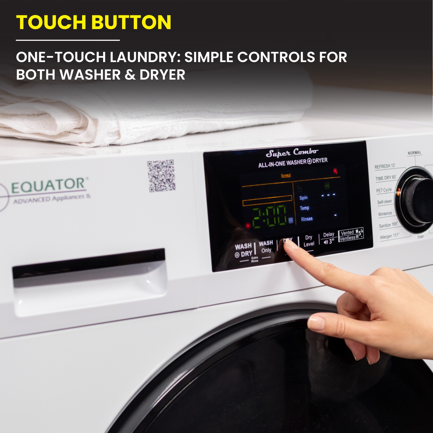Equator All-in-One Winterized Washer Dryer VENTED-DRY 30% FASTER than Condense 15lb 110V