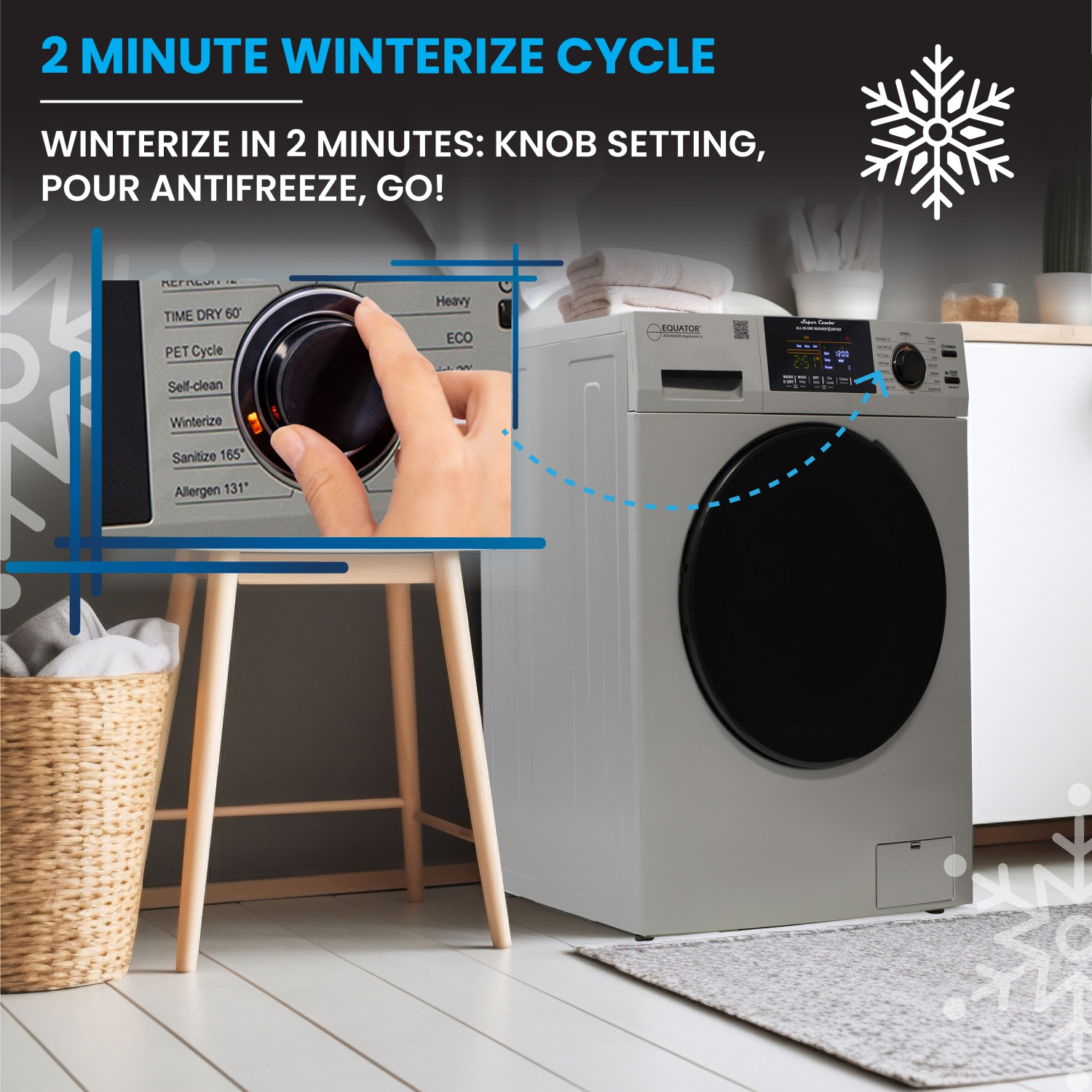 Laveuse-sécheuse tout-en-un Equator AVEC ÉVENT, sécheuse 30 % PLUS RAPIDE que la 110&nbsp;V 15&nbsp;lb condensée