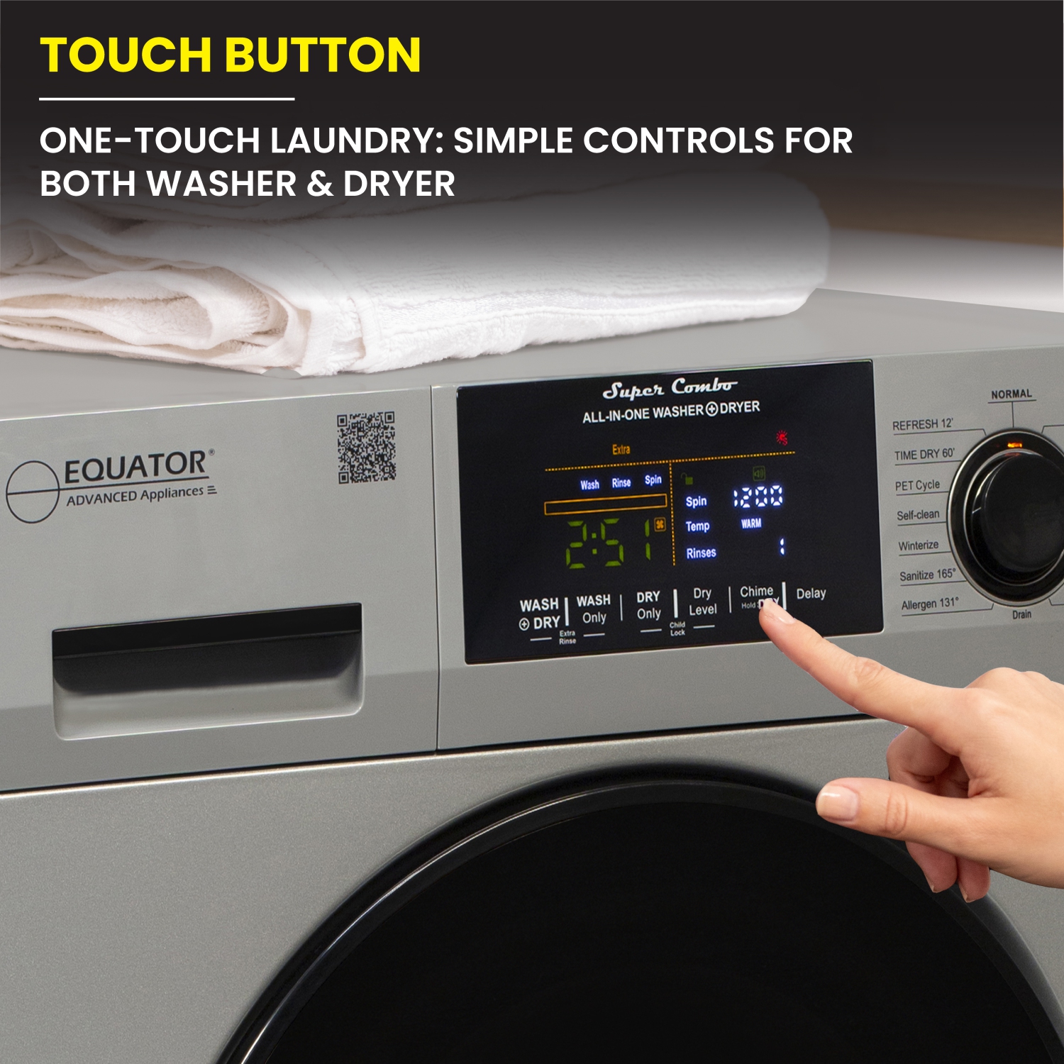 Laveuse-sécheuse tout-en-un Equator AVEC ÉVENT, sécheuse 30 % PLUS RAPIDE que la 110&nbsp;V 15&nbsp;lb condensée