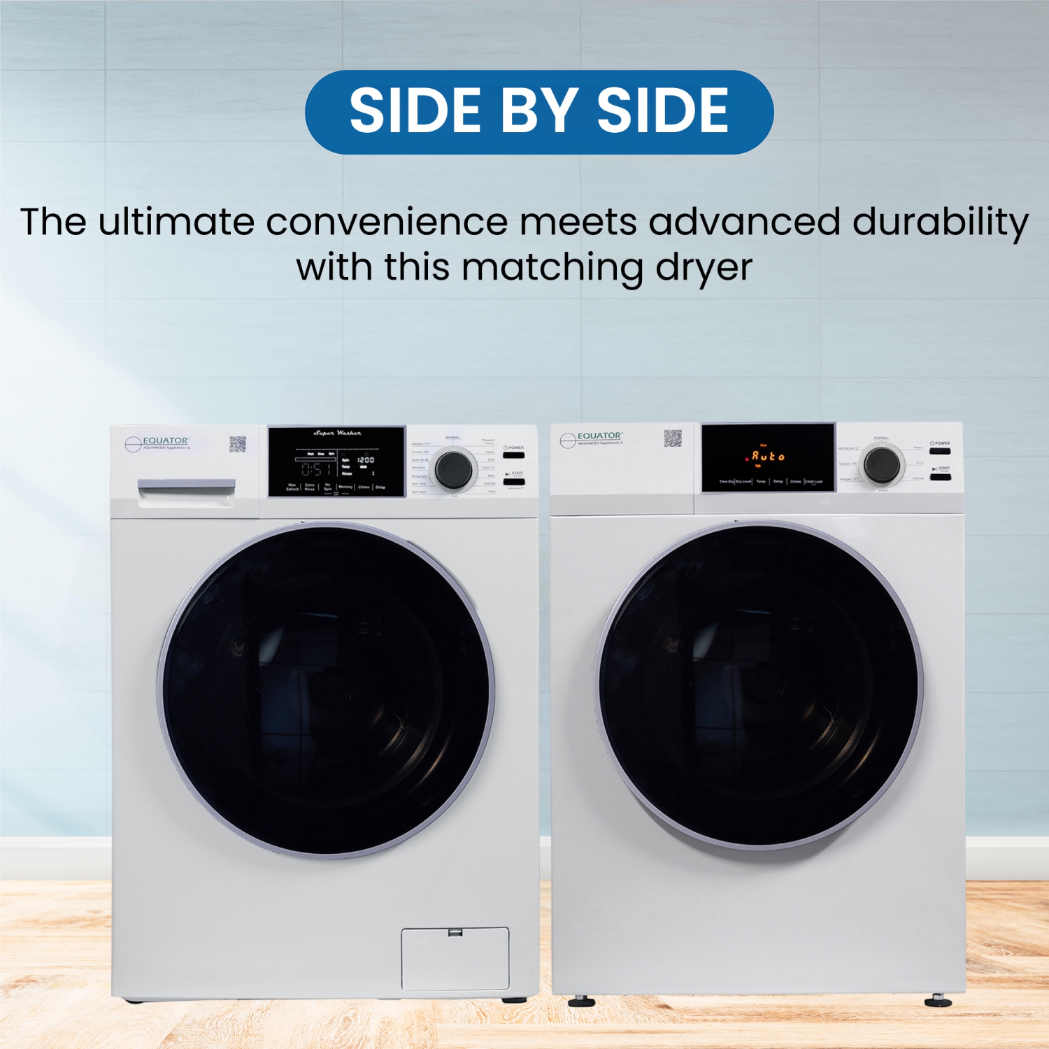 Equator Regular Stackable 18 Lbs Washer 1.9cf 110V + Vented Sensor Dryer 4cf 220V