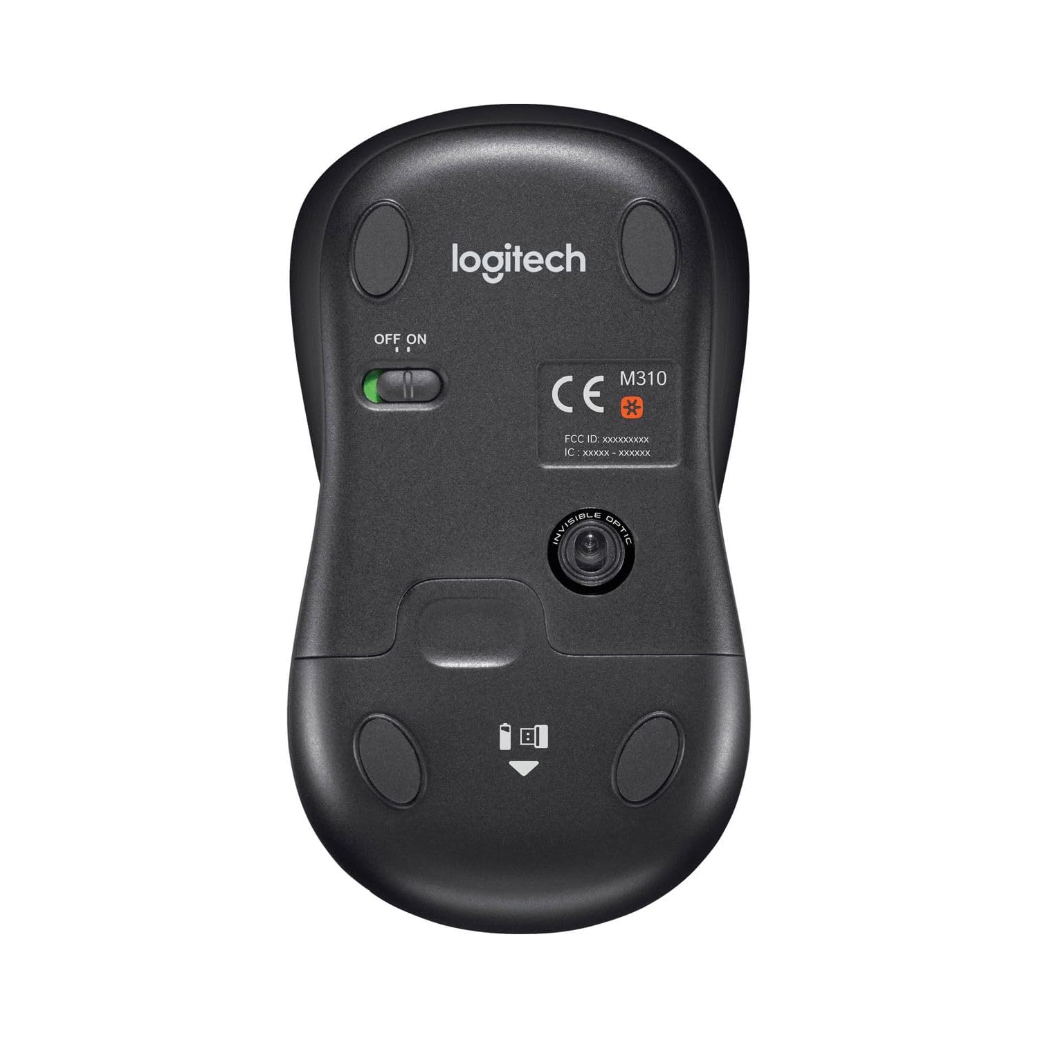 Refurbished Logitech M310 Wireless Ambidextrous Optical Mouse with USB Receiver, PC/MAC 910-004277 - Black