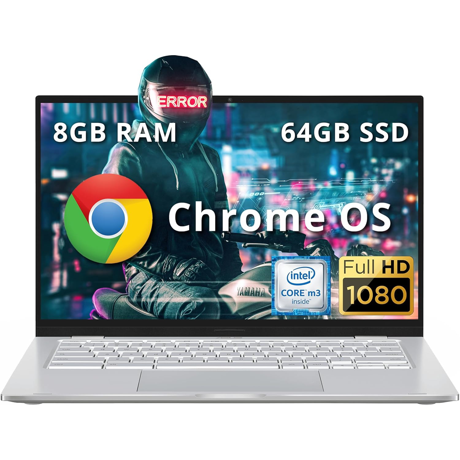 Refurbished - ASUS 14" FHD Chromebook Laptop, Intel M3-8100Y Processor, 64GB SSD, 8GB RAM, Intel HD Graphics, Backlit Keyboard, 720p Camera, Chrome