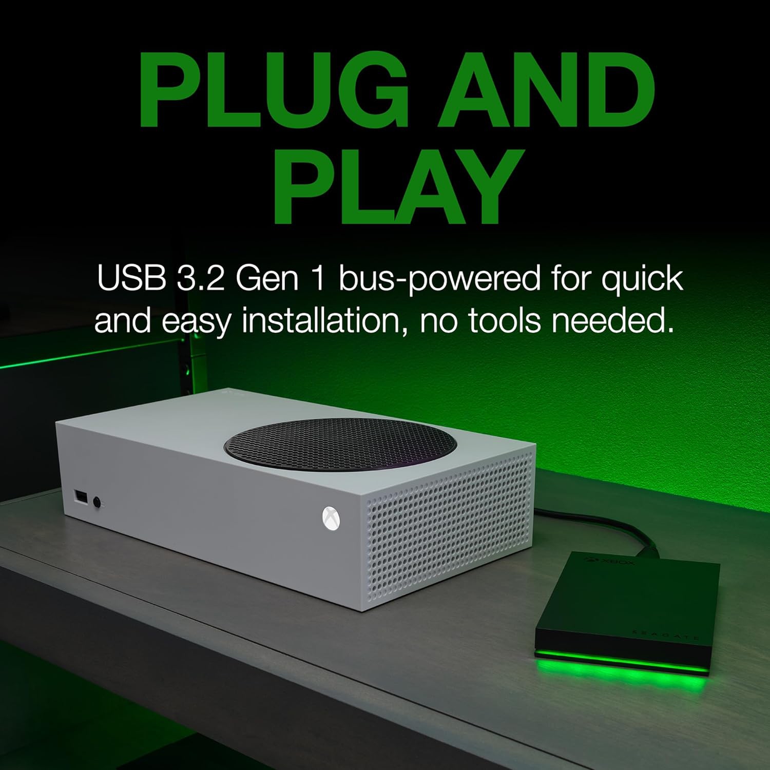 Seagate Game Drive for Xbox 4TB External Hard Drive Portable HDD - USB 3.2 Gen 1, Black with Built-in Green LED bar