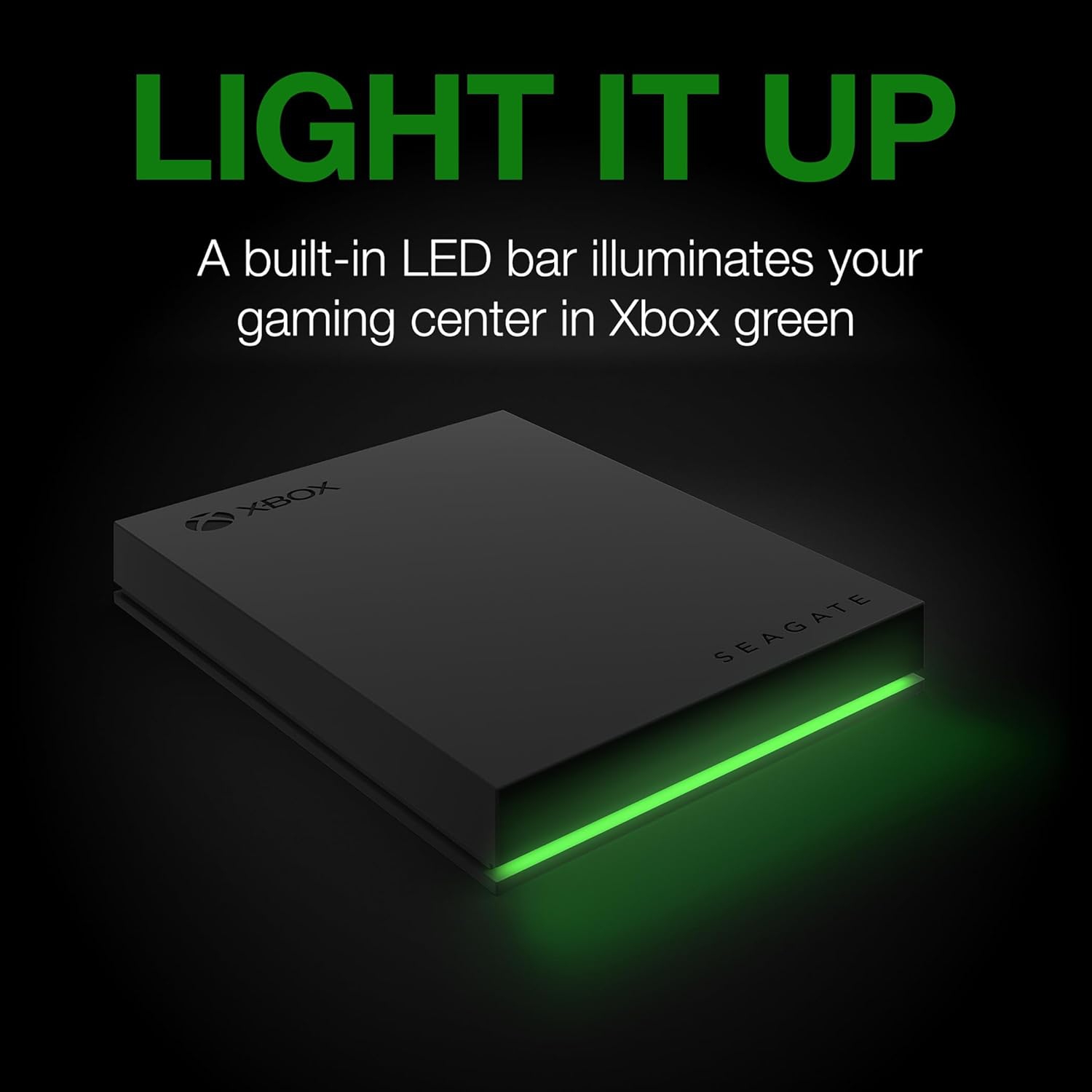 Seagate Game Drive for Xbox 4TB External Hard Drive Portable HDD - USB 3.2 Gen 1, Black with Built-in Green LED bar