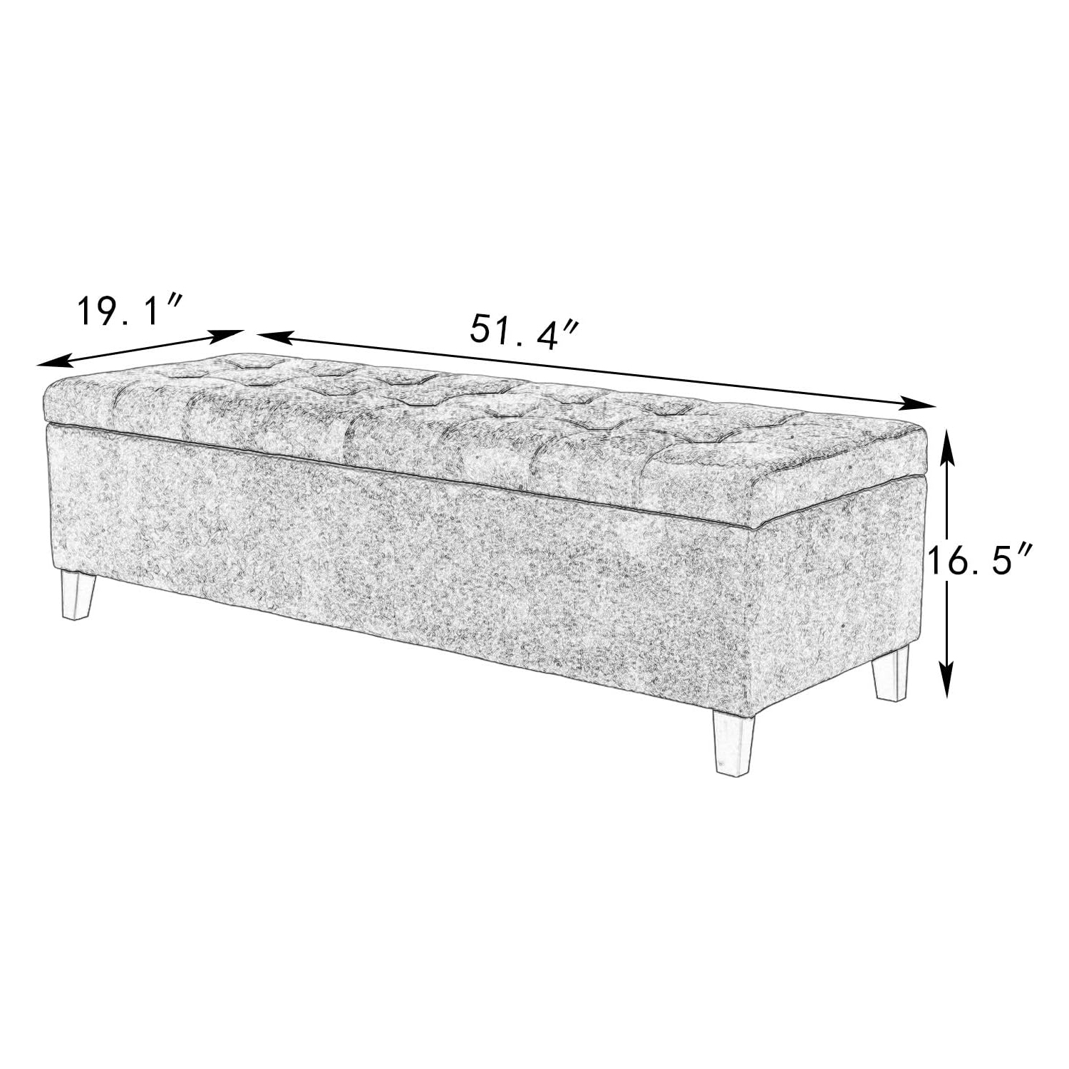 Pouf de rangement, banc de rangement de 51&nbsp;po, pouf en cuir de polyuréthane pour le salon, la chambre et l'entrée, brun