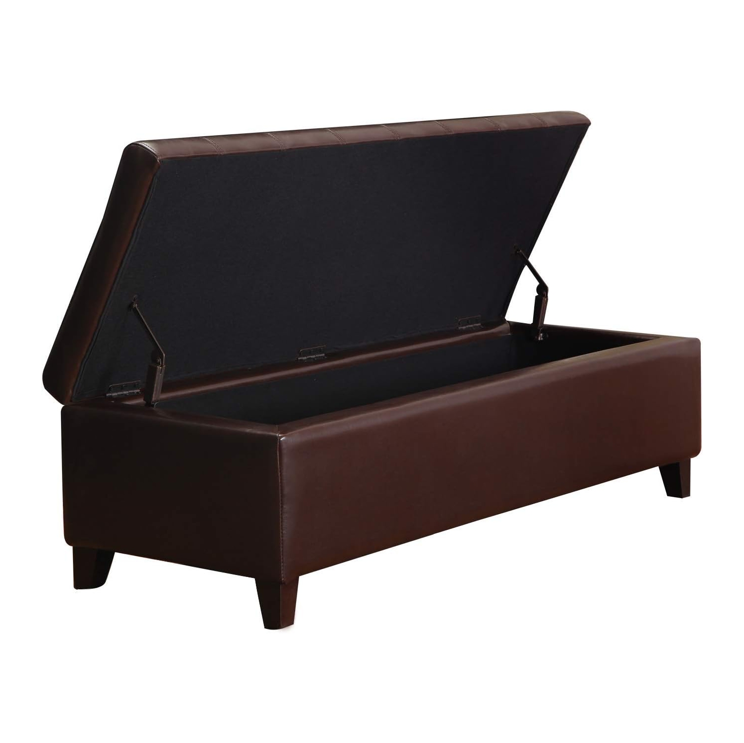 Pouf de rangement, banc de rangement de 51&nbsp;po, pouf en cuir de polyuréthane pour le salon, la chambre et l'entrée, brun