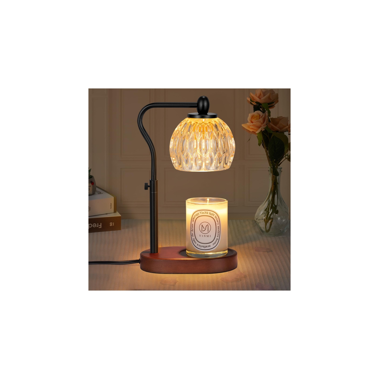 Candle Lamp with Timer & Dimmer - Height Adjustable for Scented Candles, With 2 * 50W Bulbs - Home Decor Gift for Mothers Day