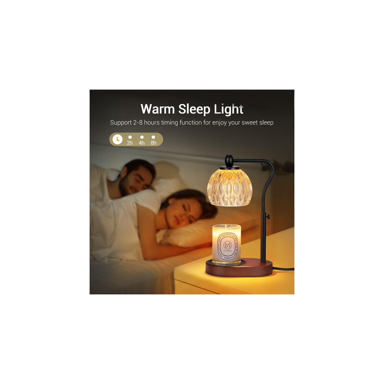 Candle Lamp with Timer & Dimmer - Height Adjustable for Scented Candles, With 2 * 50W Bulbs - Home Decor Gift for Mothers Day