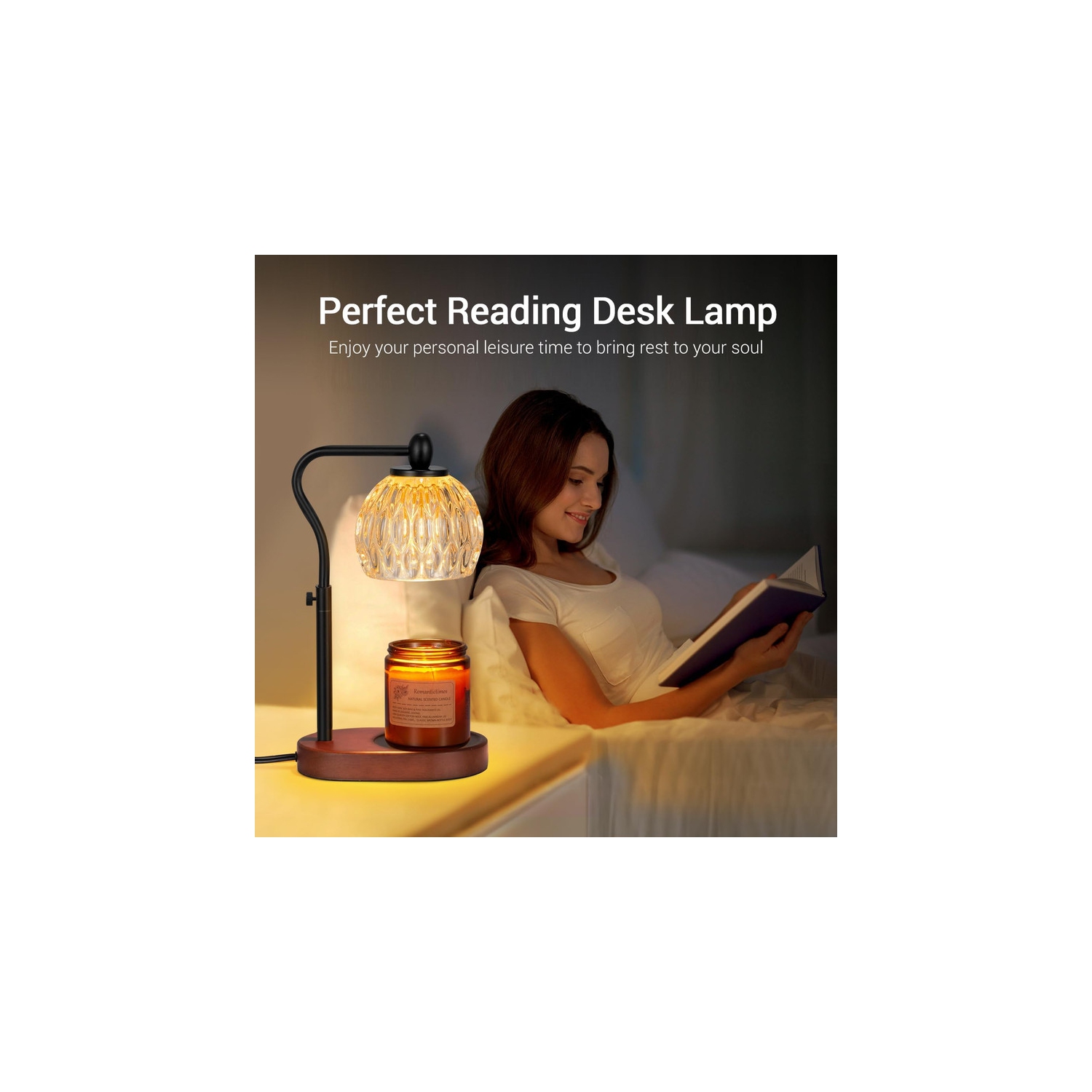 Candle Lamp with Timer & Dimmer - Height Adjustable for Scented Candles, With 2 * 50W Bulbs - Home Decor Gift for Mothers Day