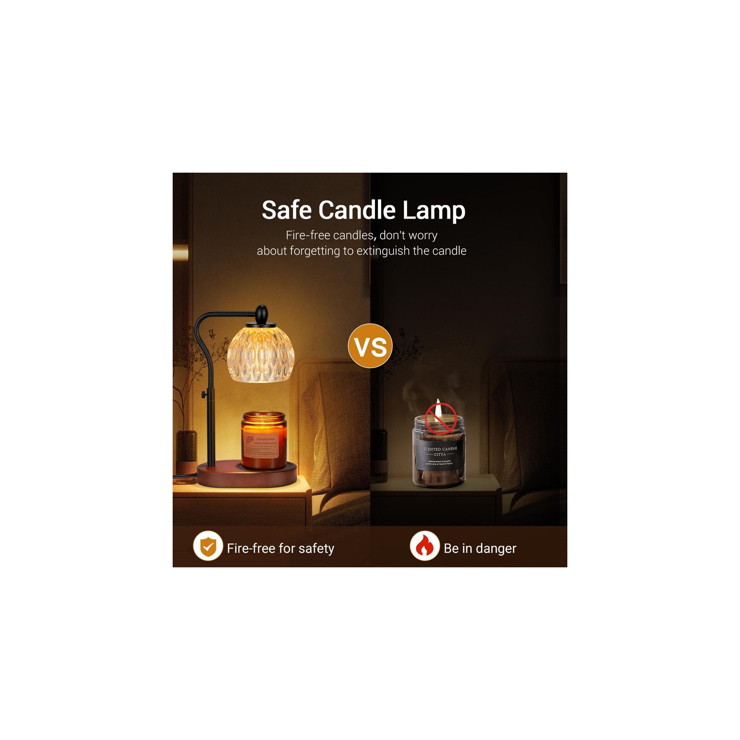 Candle Lamp with Timer & Dimmer - Height Adjustable for Scented Candles, With 2 * 50W Bulbs - Home Decor Gift for Mothers Day