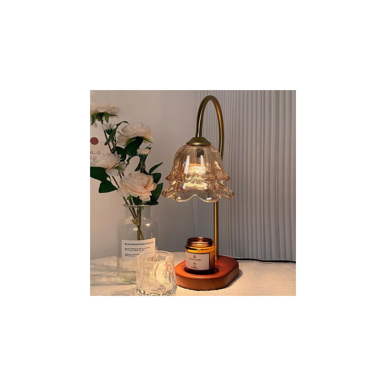 Lampe chauffe-bougie avec minuterie et 2 ampoules, chauffe-bougie sans flamme, pour décoration de chambre à coucher, convient aux bougies parfumées