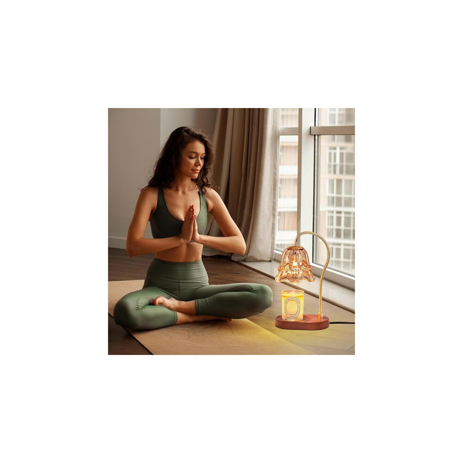 Lampe chauffe-bougie avec minuterie et 2 ampoules, chauffe-bougie sans flamme, pour décoration de chambre à coucher, convient aux bougies parfumées