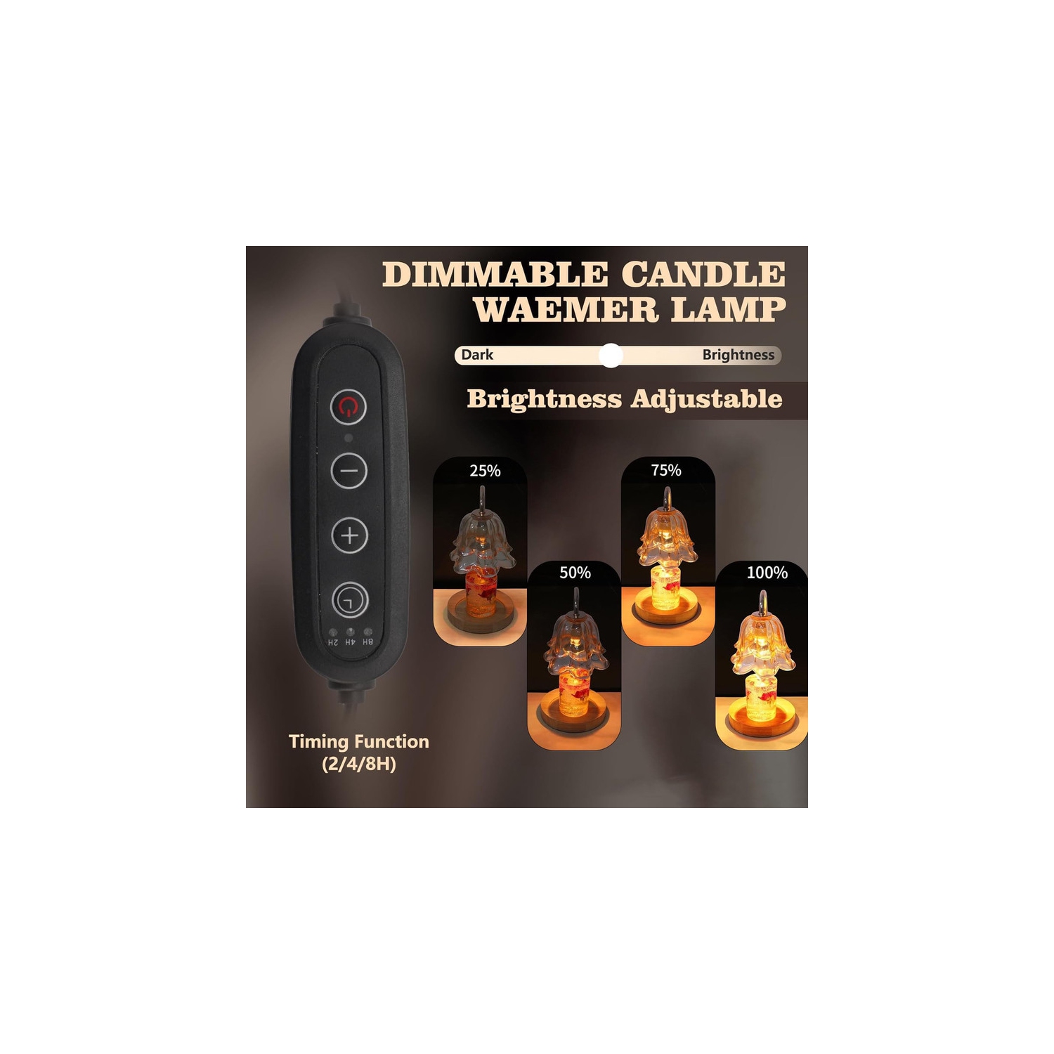 Lampe chauffe-bougie avec minuterie et 2 ampoules, chauffe-bougie sans flamme, pour décoration de chambre à coucher, convient aux bougies parfumées