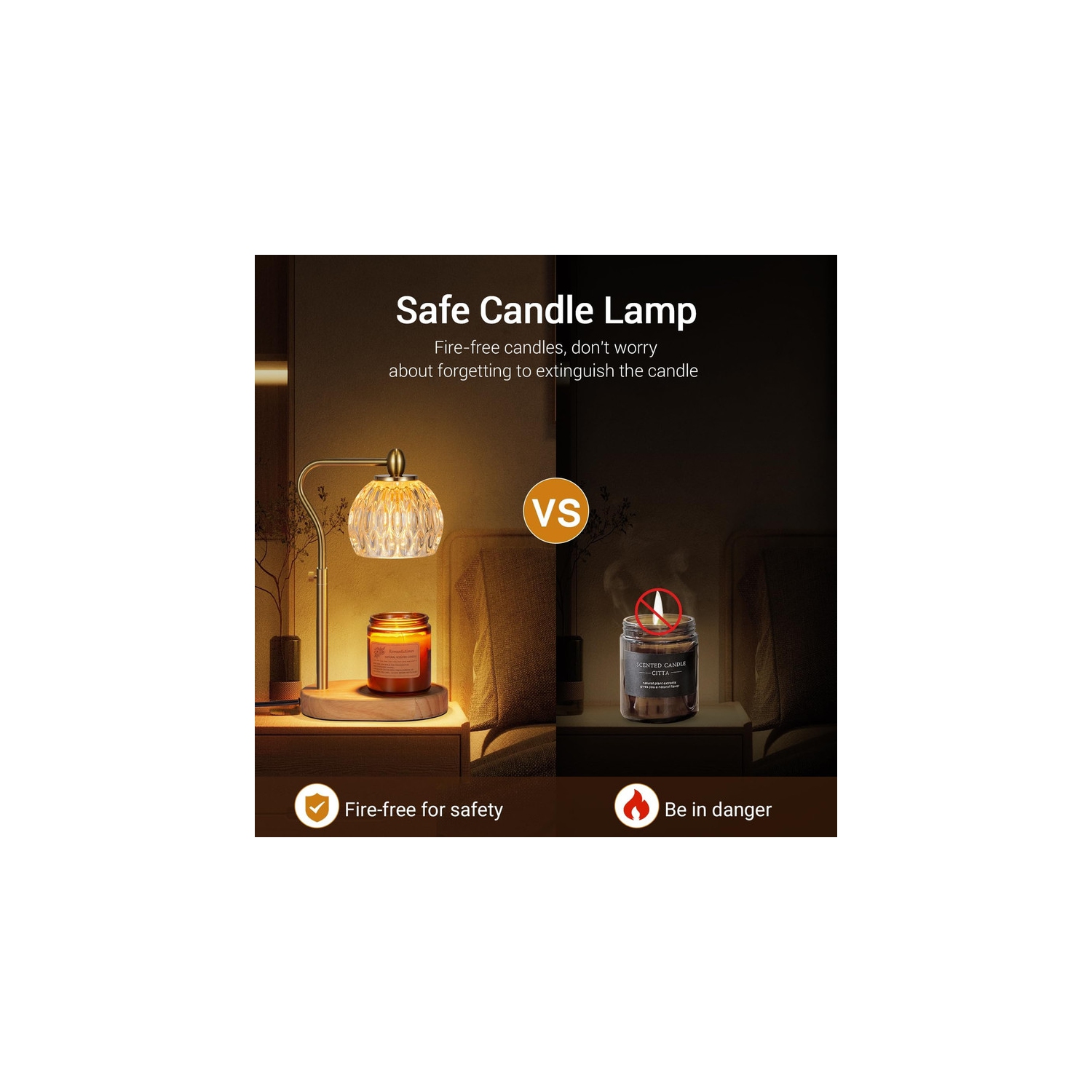 Candle Warmer, Candle Warmer Lamp with Timer & Dimmer Candle Warmer Height Adjustable for All Size Scented Candles, Candle Warmer with 2 * 50W Bulbs