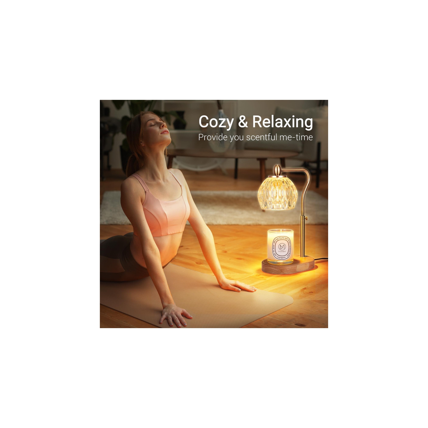 Candle Warmer, Candle Warmer Lamp with Timer & Dimmer Candle Warmer Height Adjustable for All Size Scented Candles, Candle Warmer with 2 * 50W Bulbs