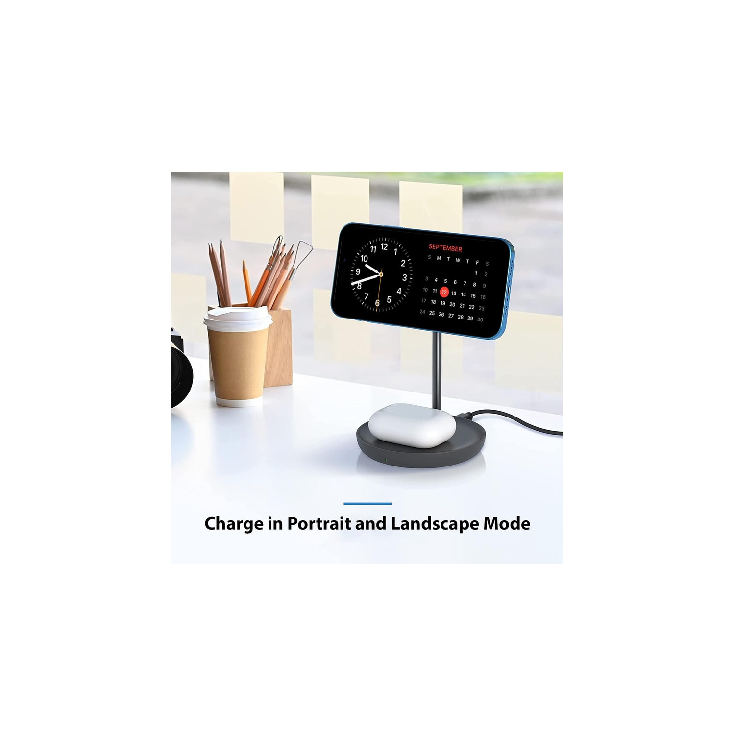2 in 1 Magnetic Wireless Charging Stand [with Charger] Compatible with iPhone 15/14/13/12 Series/Air pods 2/3/Pro